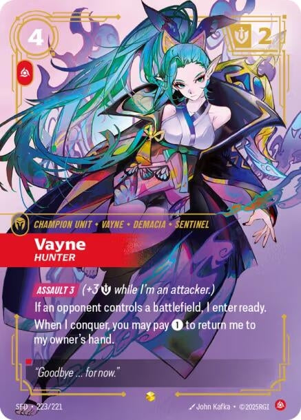 Image for Vayne, Hunter (Overnumbered) (223/221) (SFD) - Riftbound: League of Legends Trading Card Game