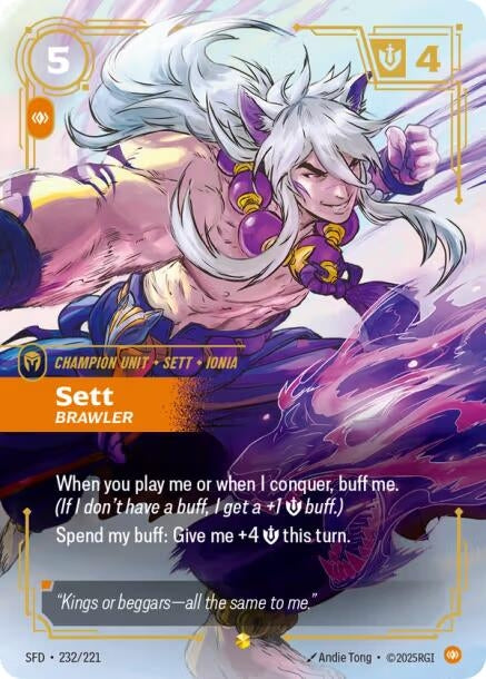 Image for Sett, Brawler (Overnumbered) (232/221) (SFD) - Riftbound: League of Legends Trading Card Game