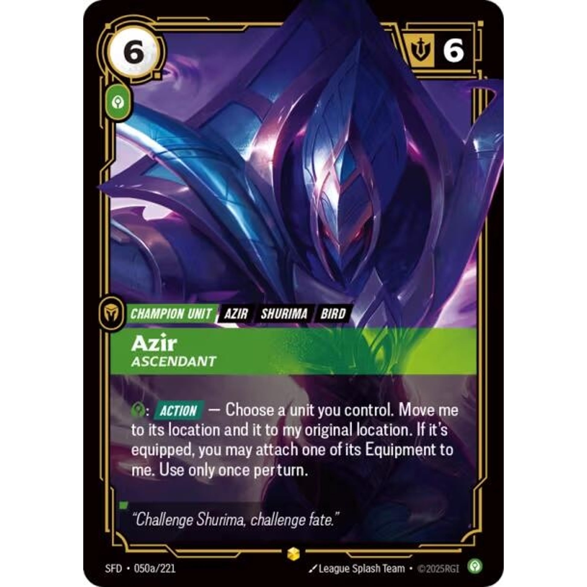 Image for Azir, Ascendant (Alternate Art) (050a/221) (SFD) - Riftbound: League of Legends Trading Card Game