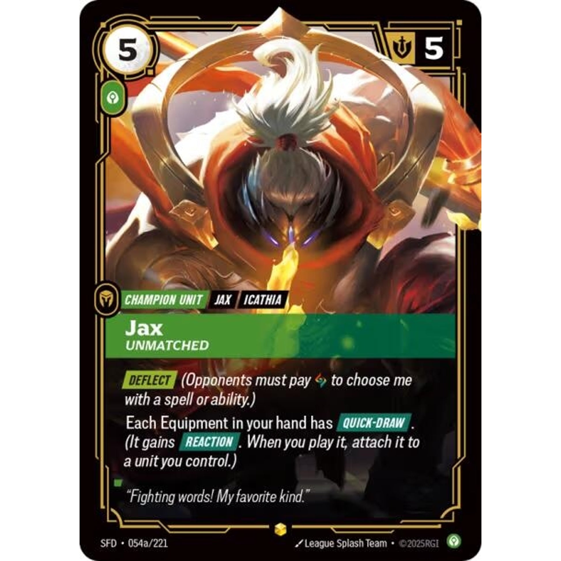 Image for Jax, Unmatched (Alternate Art) (054a/221) (SFD) - Riftbound: League of Legends Trading Card Game