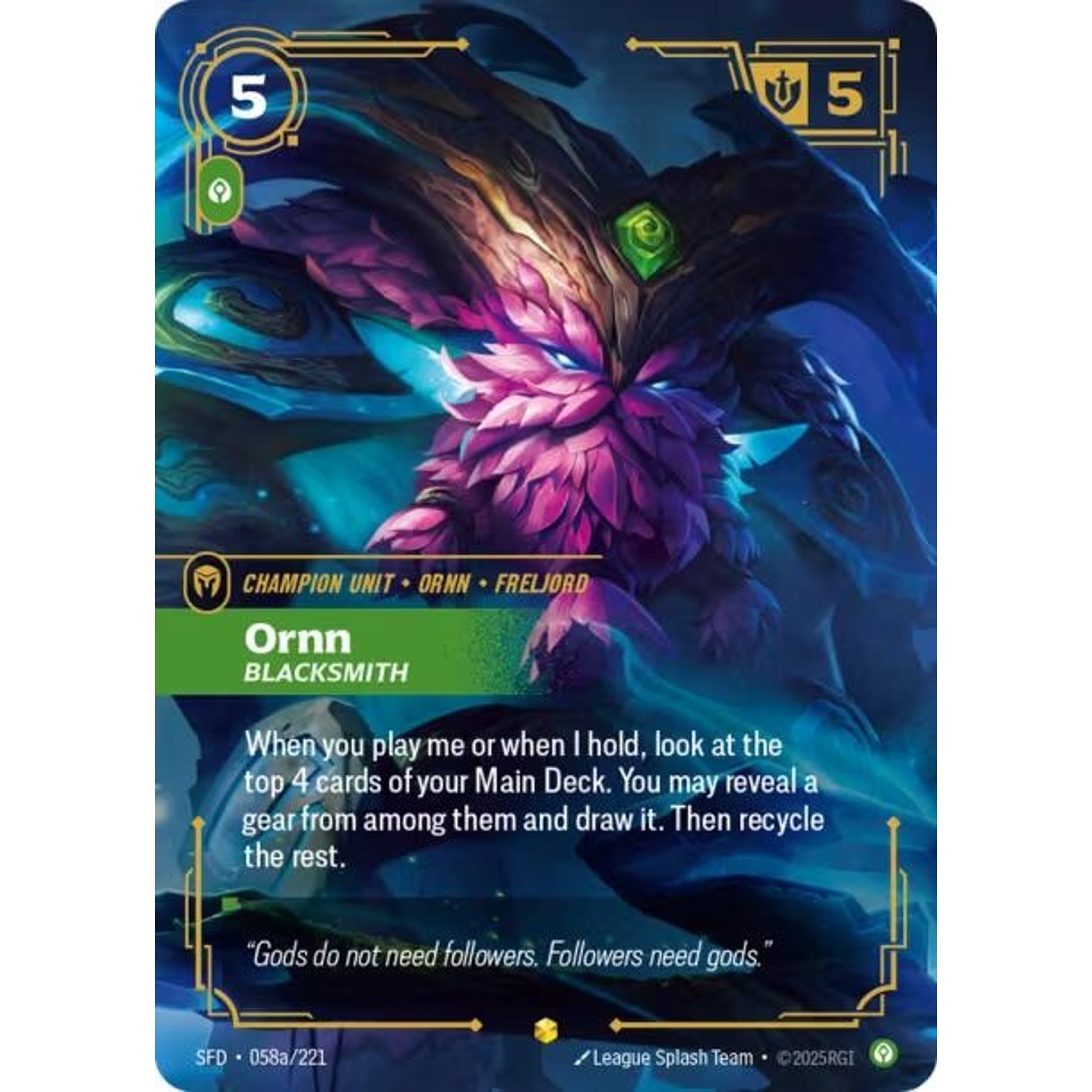 Image for Ornn, Blacksmith (Alternate Art) (058a/221) (SFD) - Riftbound: League of Legends Trading Card Game