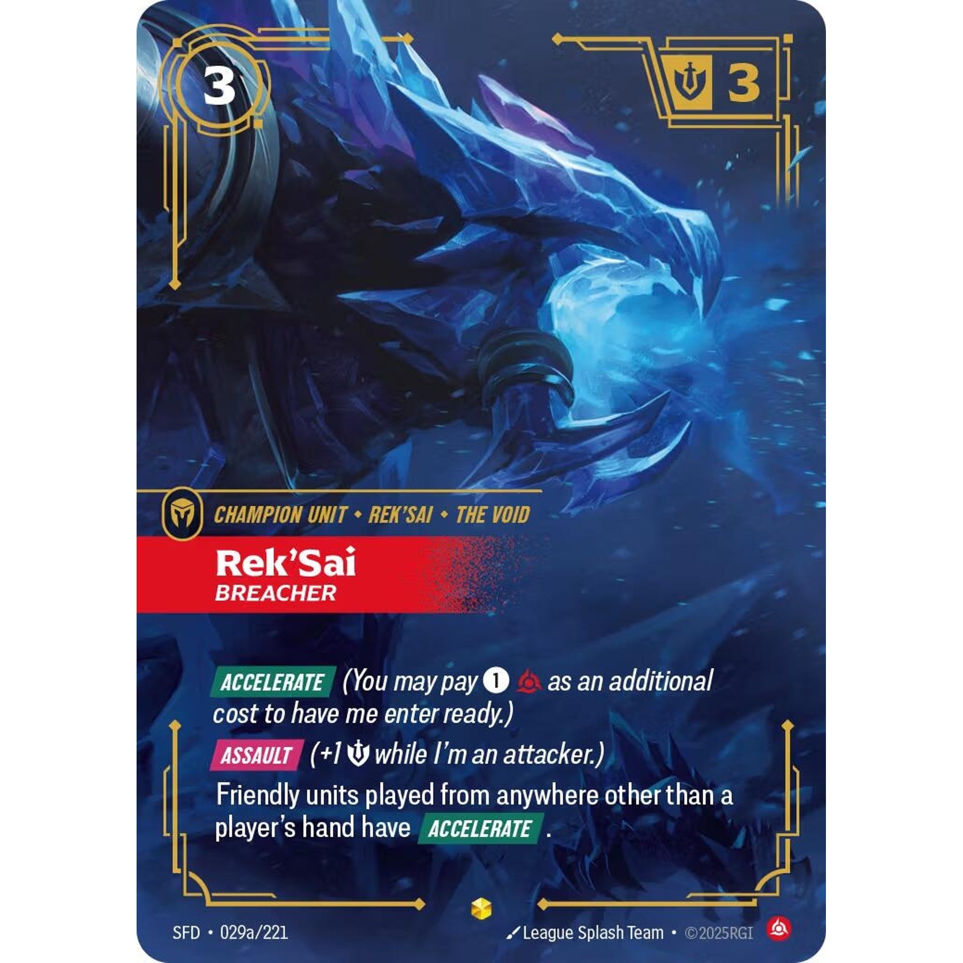 Image for Rek'Sai, Breacher (Alternate Art) (029a/221) (SFD) - Riftbound: League of Legends Trading Card Game
