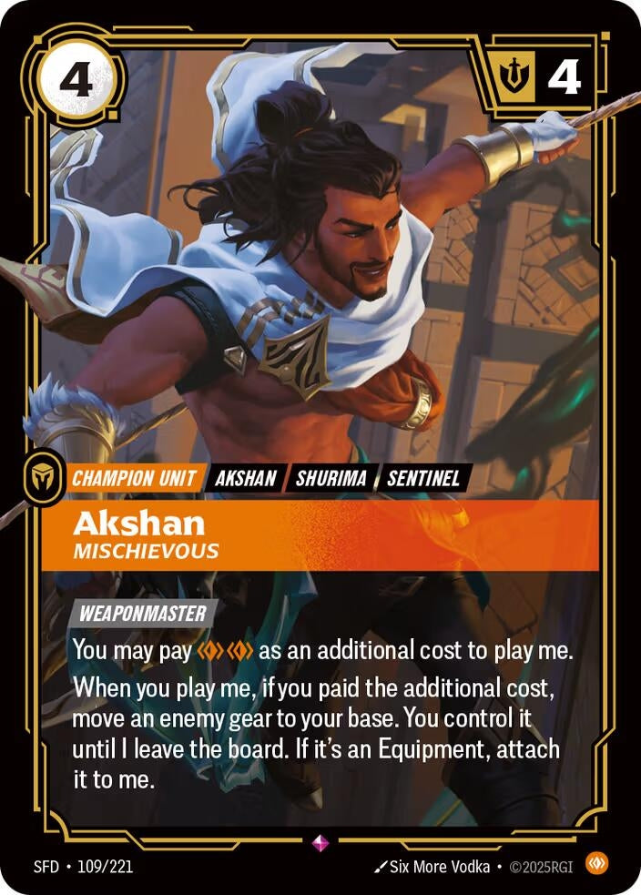 Image for Akshan, Mischievous (109/221) (SFD) - Riftbound: League of Legends Trading Card Game