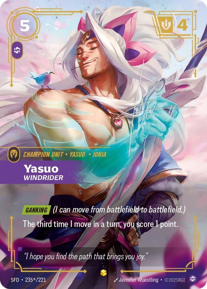 Image for Yasuo, Windrider (Signature) (235*/221) (SFD) - Riftbound: League of Legends Trading Card Game