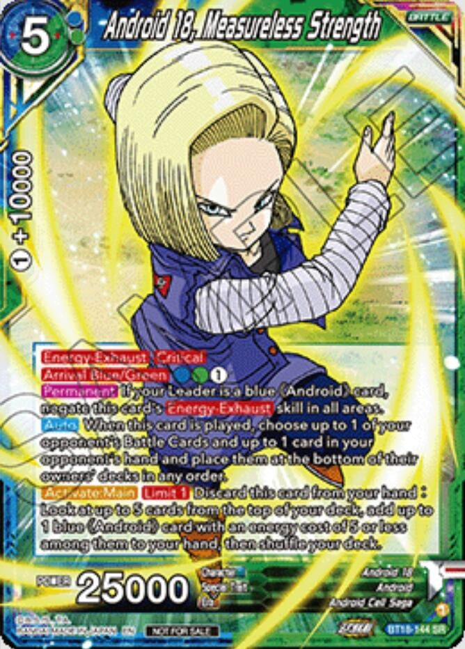 Image for Android 18, Measureless Strength (Ultra-Bout Series Tournament Pack Vol.1) (BT18-144) (TPR) - Dragon Ball Super: Masters