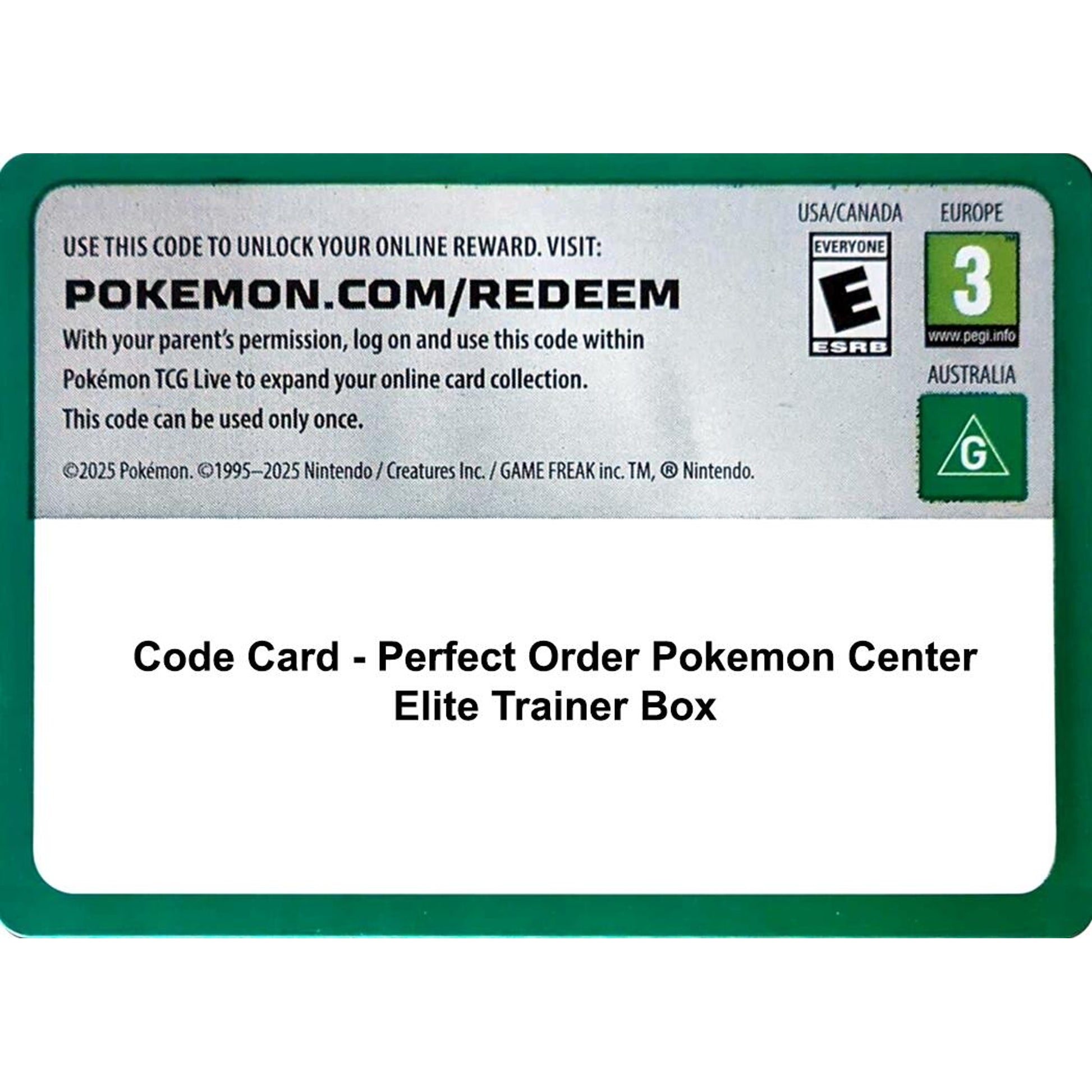Image for Code Card - Perfect Order Pokemon Center Elite Trainer Box - Pokemon