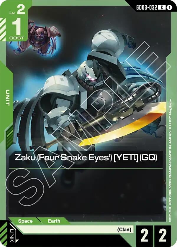 Image for Zaku (Four Snake Eyes') [YETI] (GQ) (GD03-032) (GD03) - Gundam Card Game