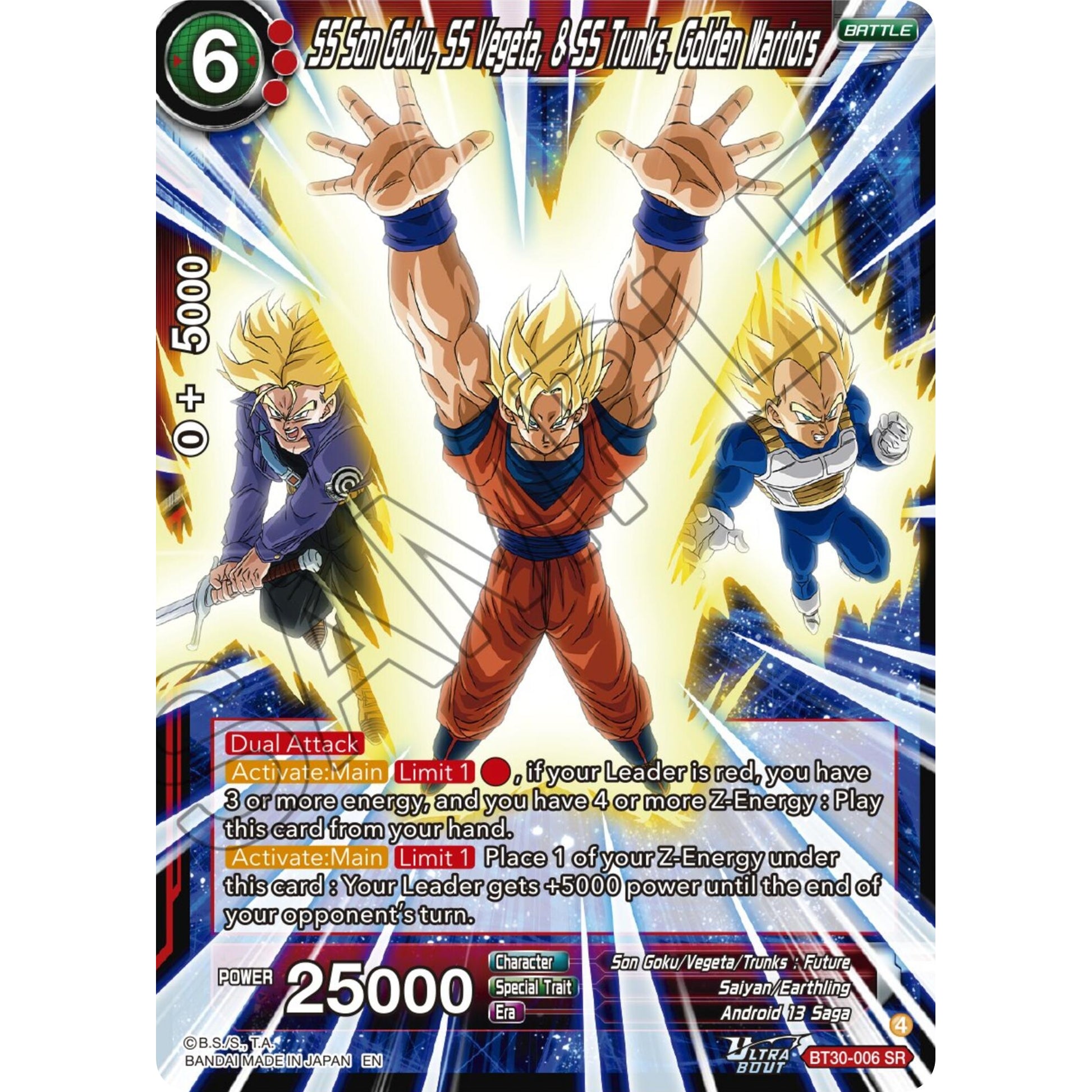 Image for SS Son Goku, SS Vegeta, & SS Trunks, Golden Warriors (BT30-006) (BT30) - Dragon Ball Super: Masters