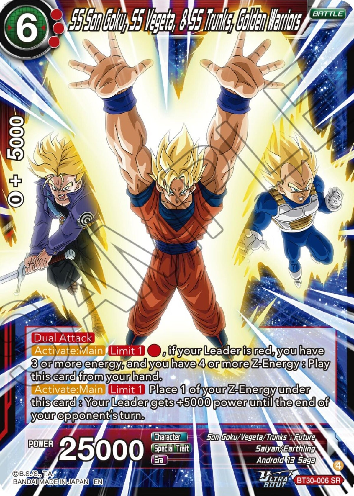 Image for SS Son Goku, SS Vegeta, & SS Trunks, Golden Warriors (BT30-006) (BT30) - Dragon Ball Super: Masters