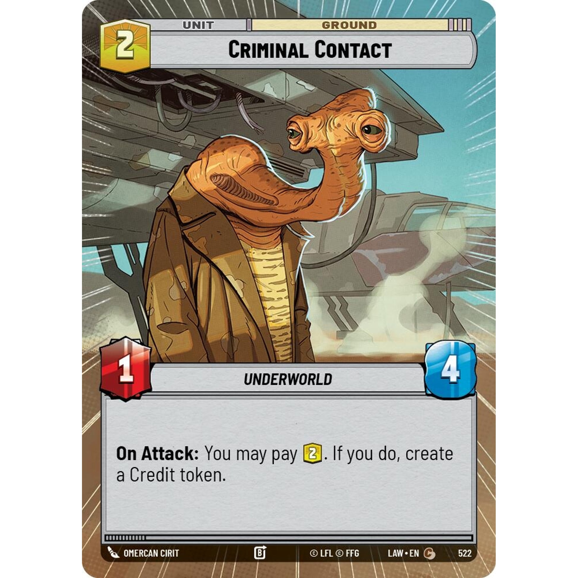 Image for Criminal Contact (Hyperspace) (522) (LAW) - Star Wars: Unlimited