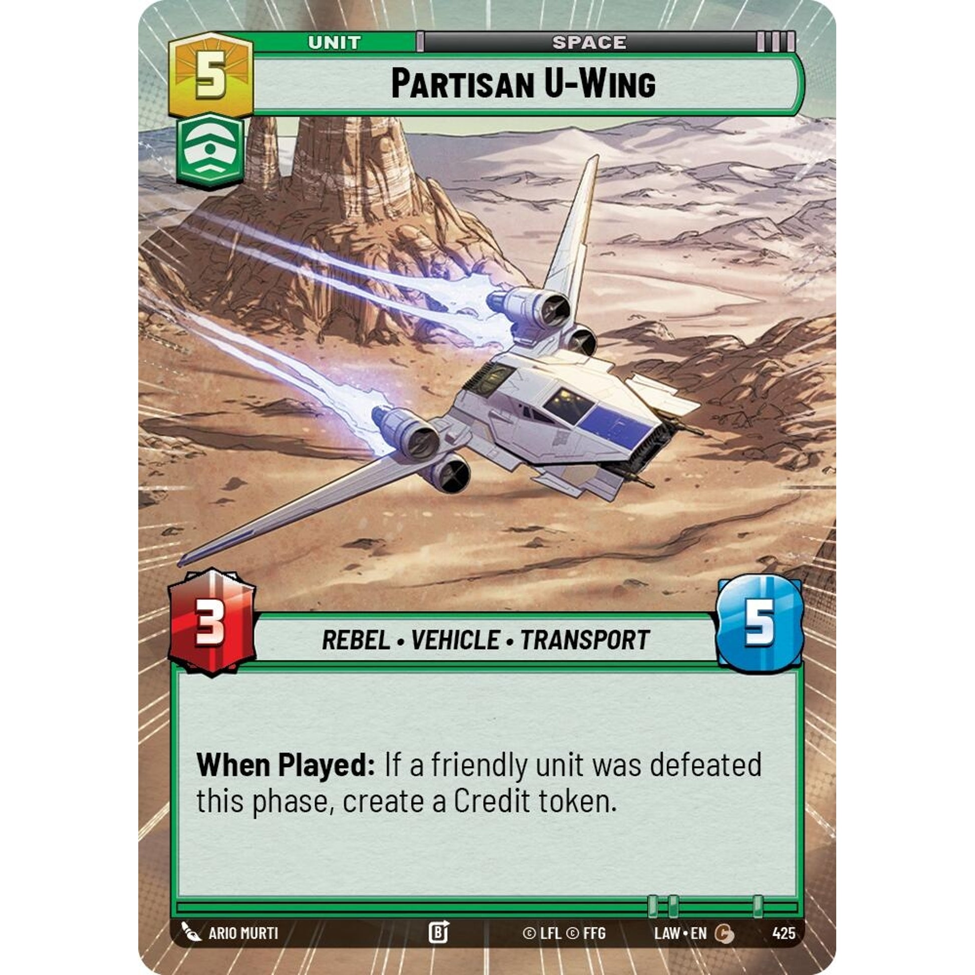 Image for Partisan U-Wing (Hyperspace) (425) (LAW) - Star Wars: Unlimited