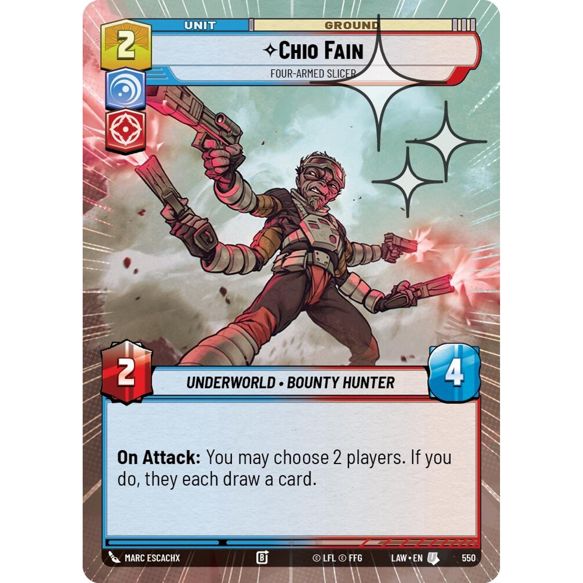 Image for Chio Fain - Four-Armed Slicer (Hyperspace Foil) (550) (LAW) - Star Wars: Unlimited