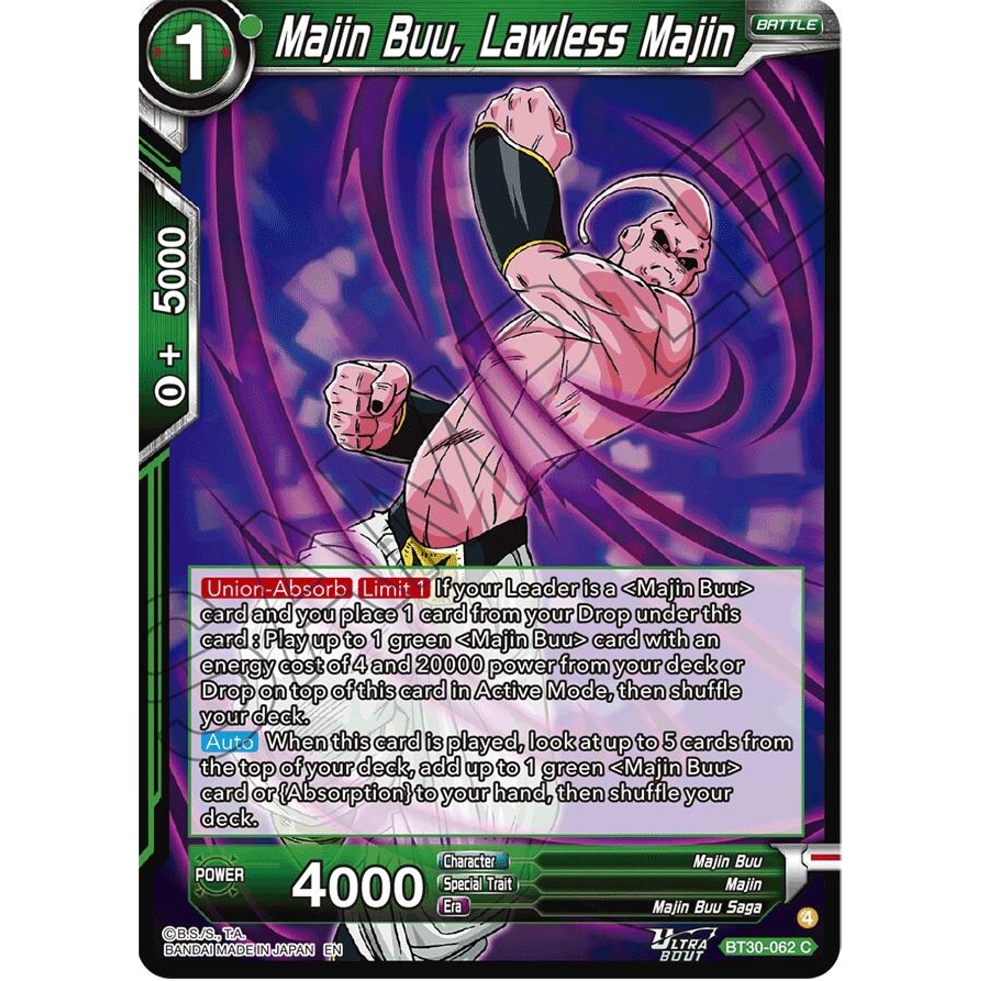 Image for Majin Buu, Lawless Majin (BT30-062) (BT30) - Dragon Ball Super: Masters