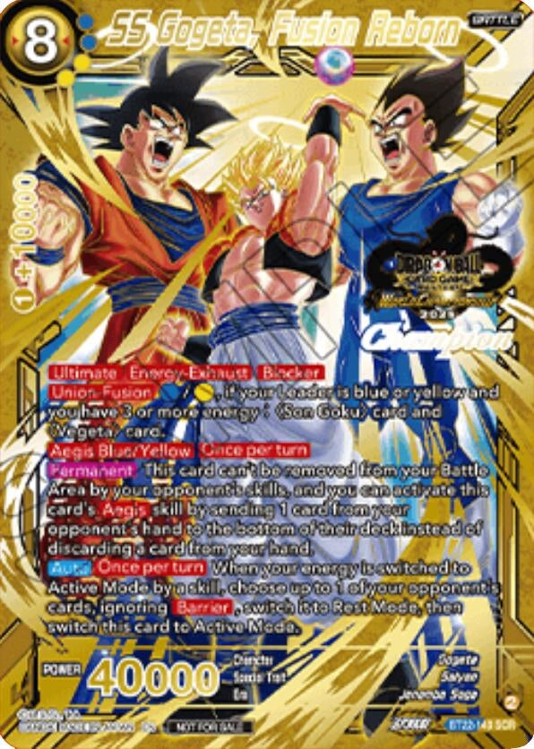 Image for SS Gogeta, Fusion Reborn (2025 World Championship Stamp) (Champion) (BT22-140) (TPR) - Dragon Ball Super: Masters