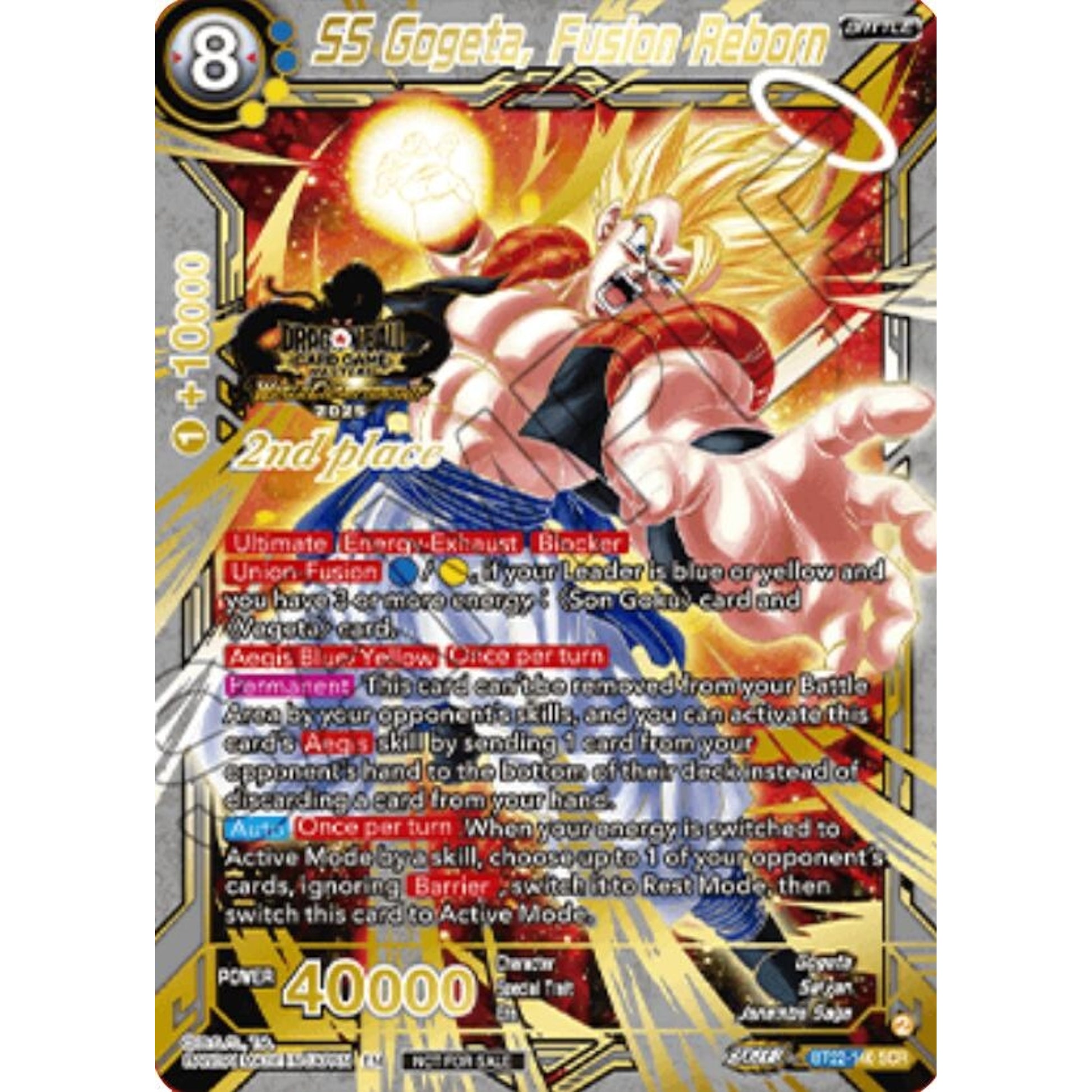 Image for SS Gogeta, Fusion Reborn (2025 World Championship Stamp) (2nd Place) (BT22-140) (TPR) - Dragon Ball Super: Masters
