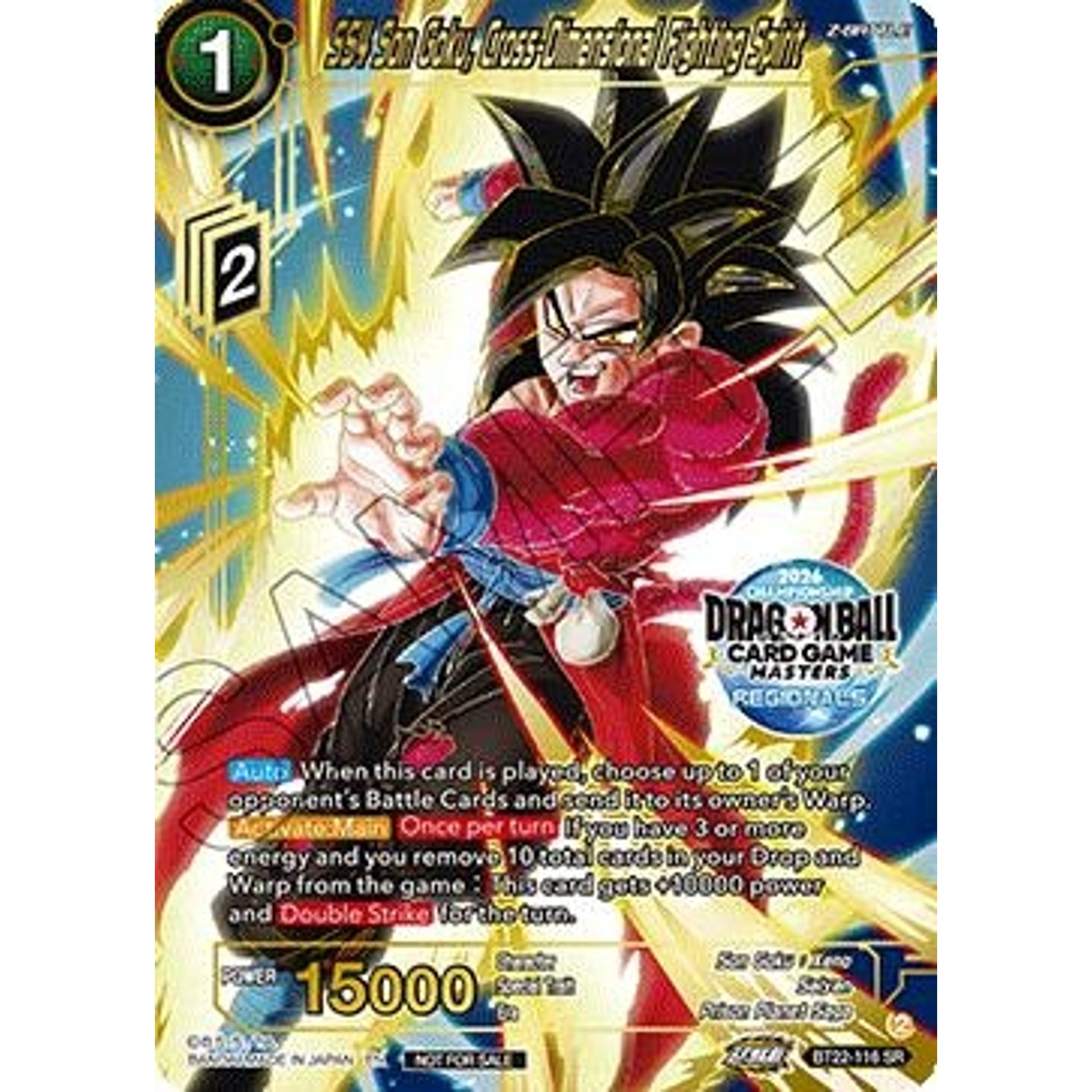 Image for SS4 Son Goku, Cross-Dimensional Fighting Spirit (2026 Championship Regionals Top 16) (BT22-116) (TPR) - Dragon Ball Super: Masters