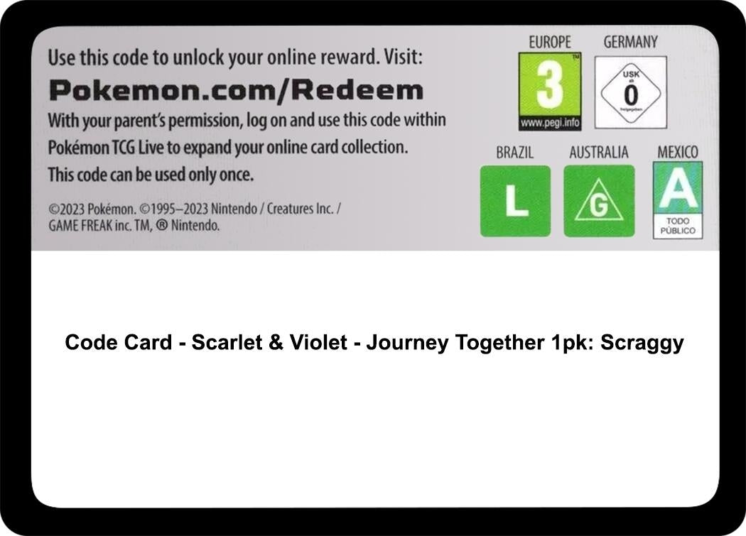Image for Code Card - Journey Together 1pk: Scraggy (JTG) - Pokemon