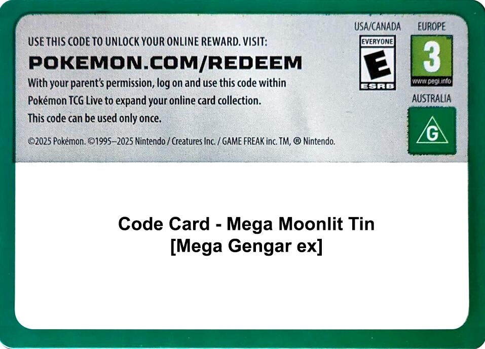 Image for Code Card - Mega Moonlit Tin [Mega Gengar ex] (MCAP) - Pokemon