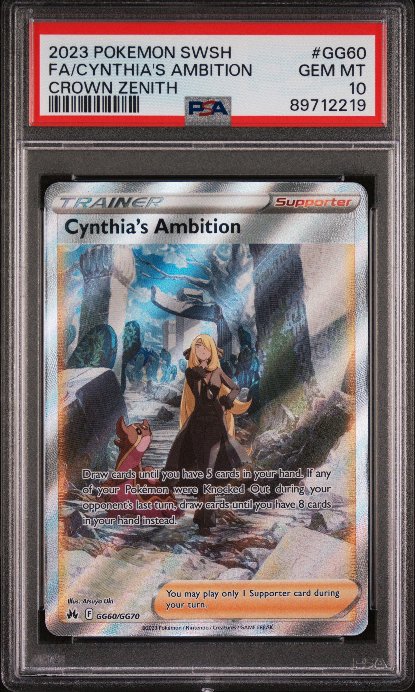 FA/CYNTHIA'S AMBITION CROWN ZENITH 2023 POKEMON SWORD AND SHIELD CROWN ZENITH PSA GEM MT 10