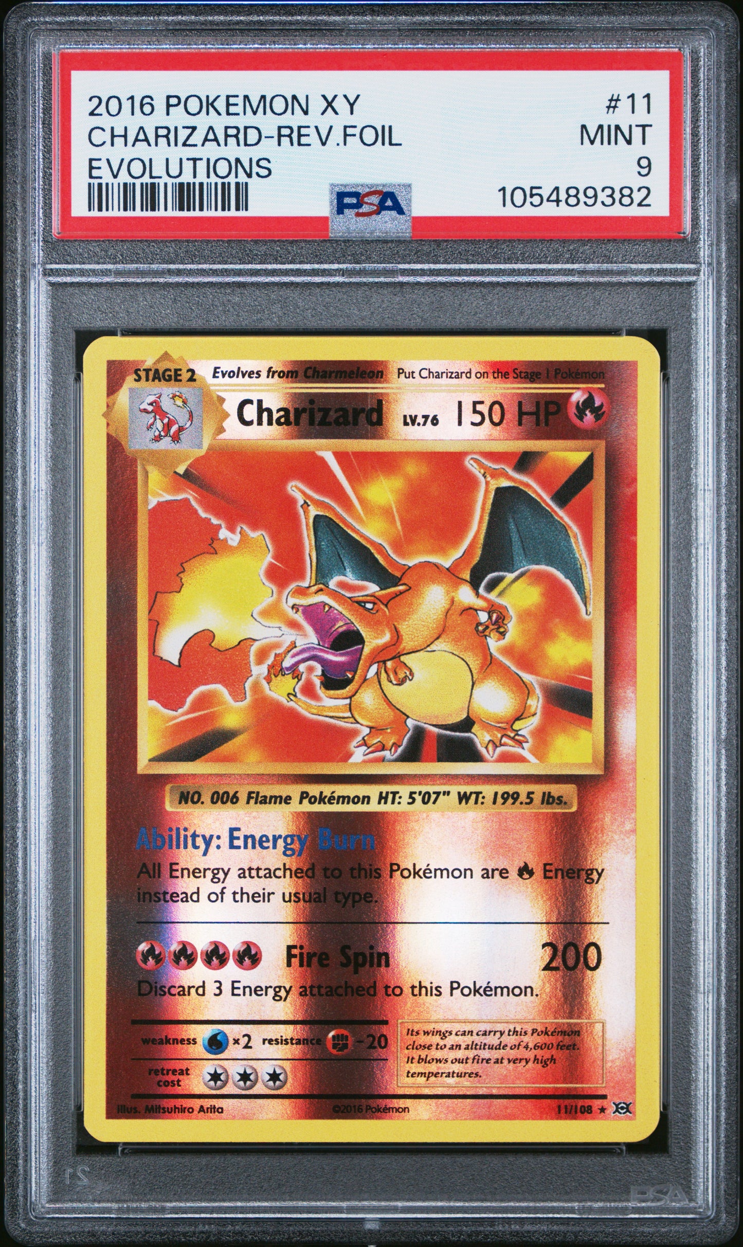 CHARIZARD-REV.FOIL EVOLUTIONS 2016 POKEMON XY EVOLUTIONS PSA MINT 9