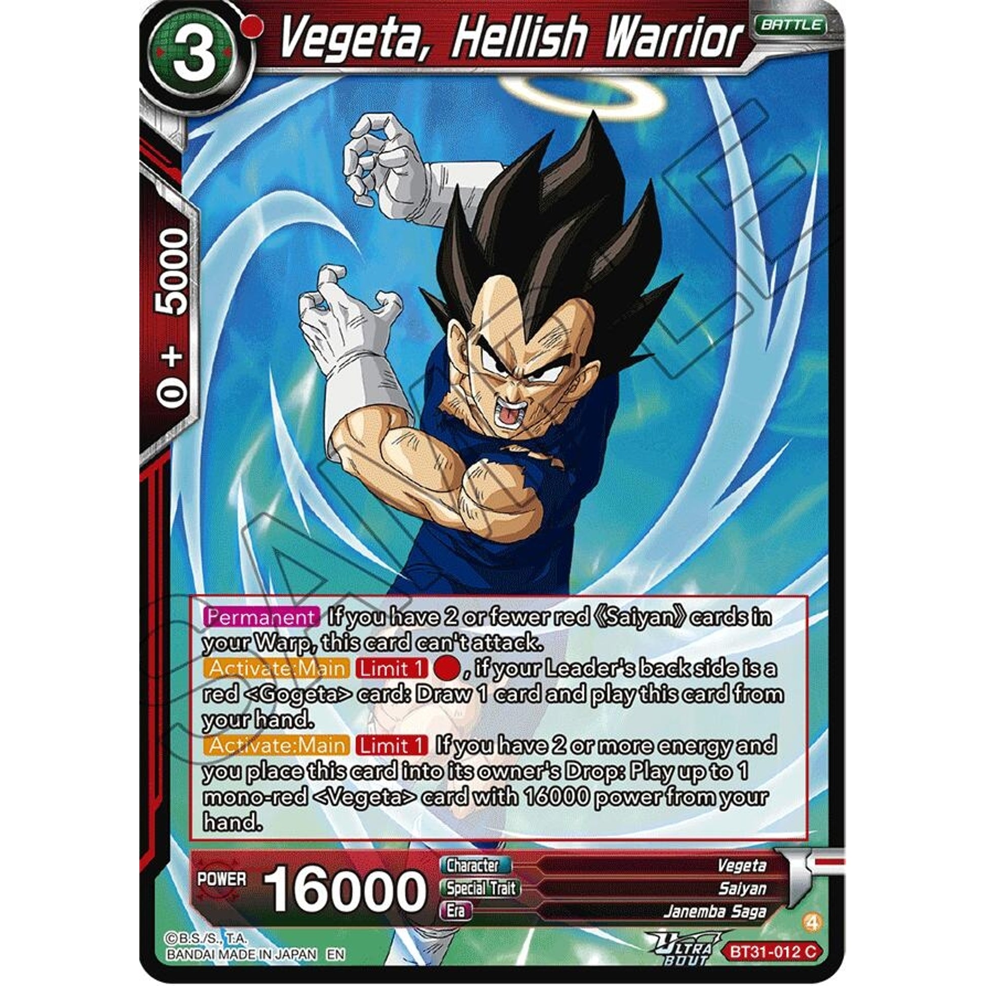 Image for Vegeta, Hellish Warrior (BT31-012) (BT31) - Dragon Ball Super: Masters