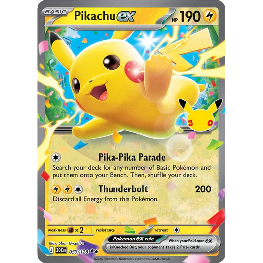 Image for Pikachu ex (053/128) (30C) - Pokemon