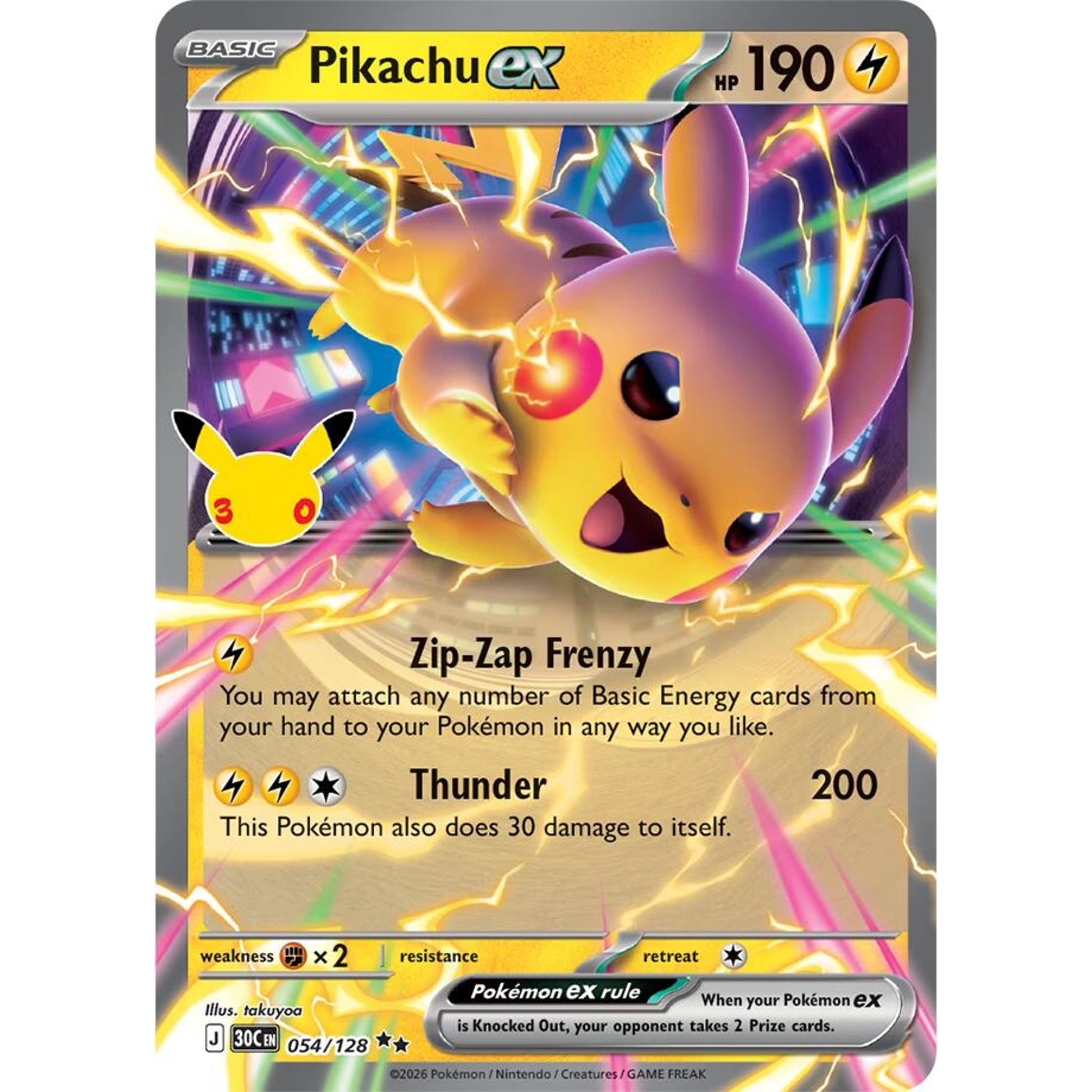 Image for Pikachu ex (054/128) (30C) - Pokemon
