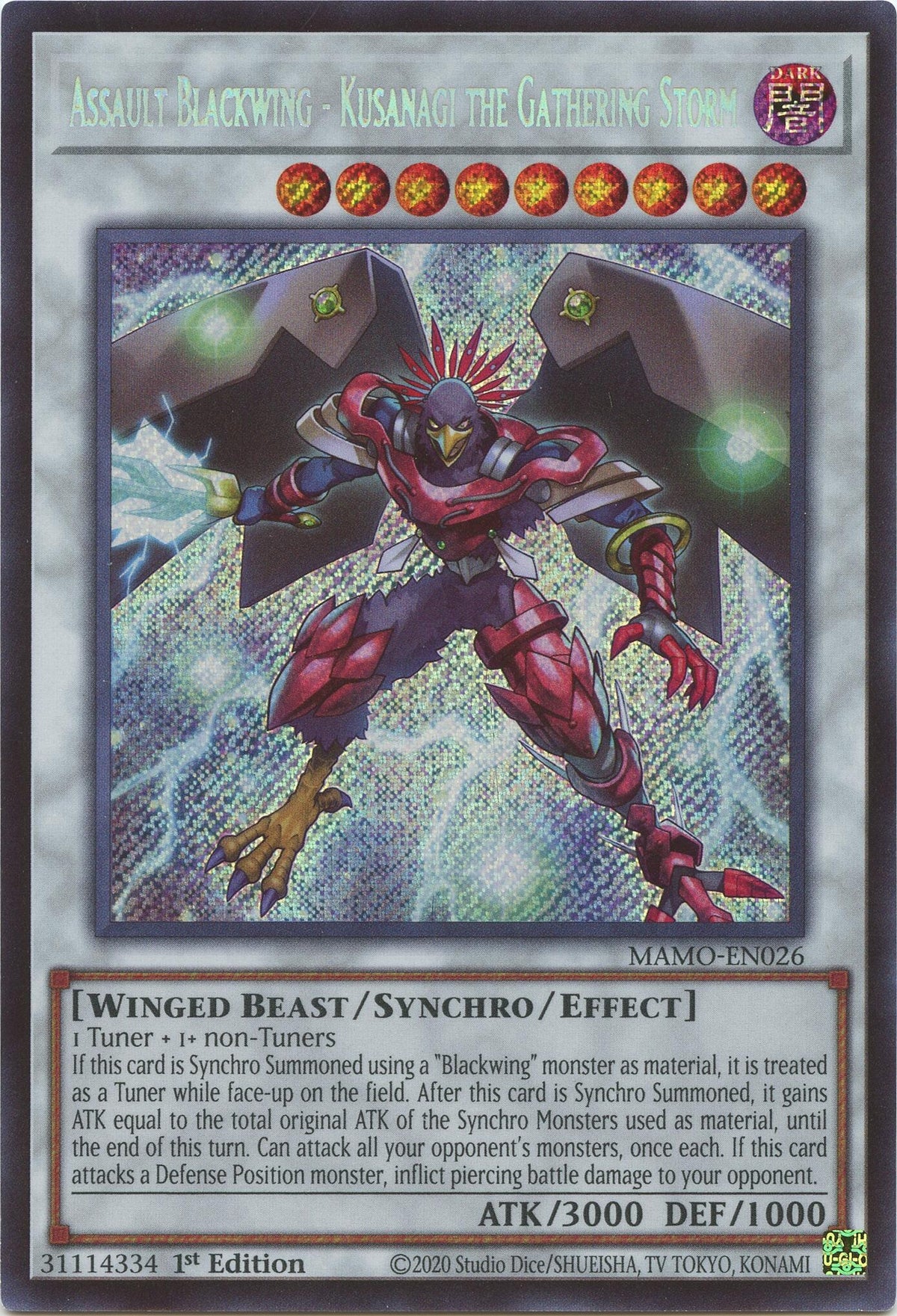 Image for Assault Blackwing - Kusanagi the Gathering Storm (Secret Rare) (MAMO-EN026) (MAMO) - YuGiOh