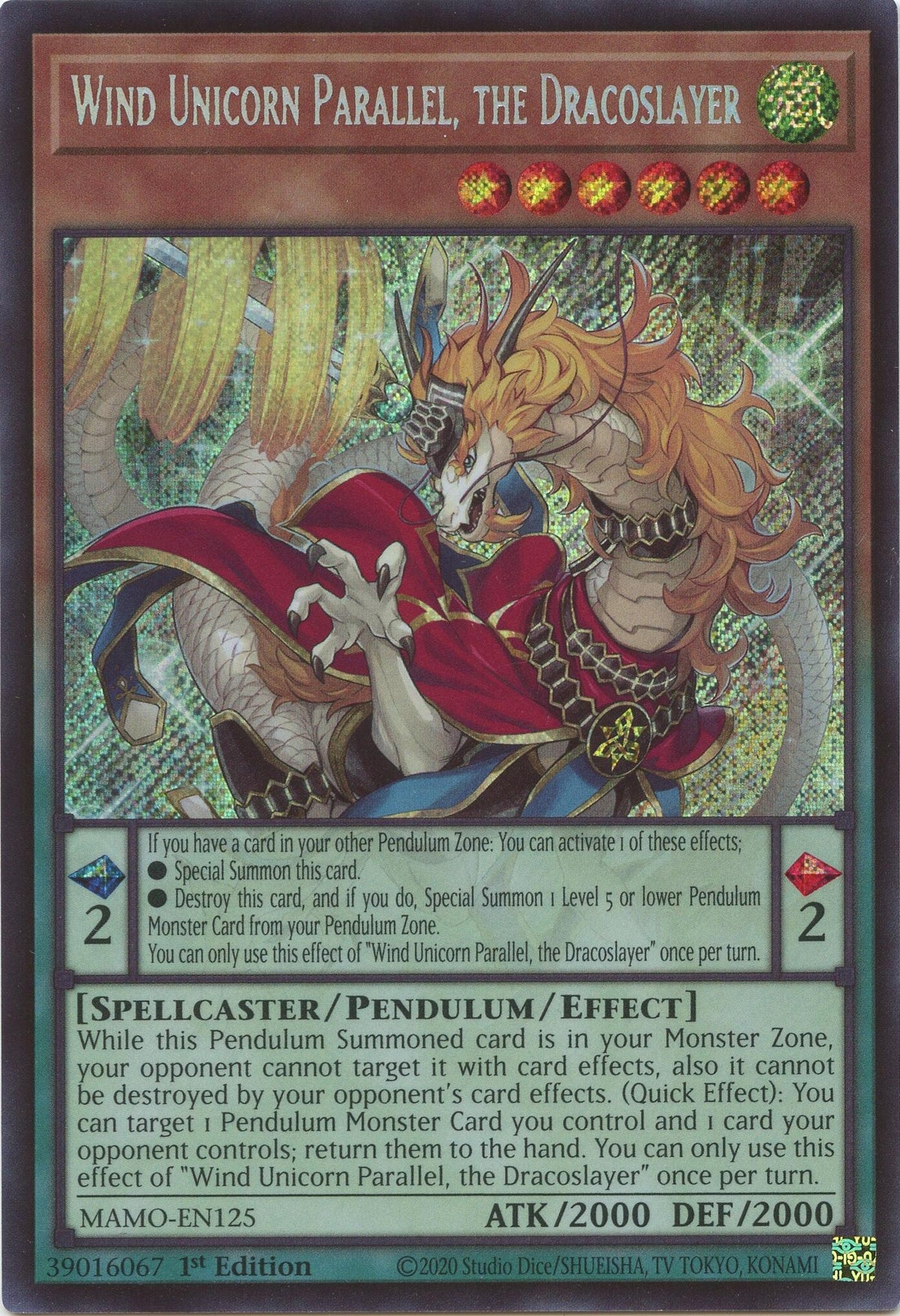 Image for Wind Unicorn Parallel, the Dracoslayer (MAMO-EN125) (MAMO) - YuGiOh