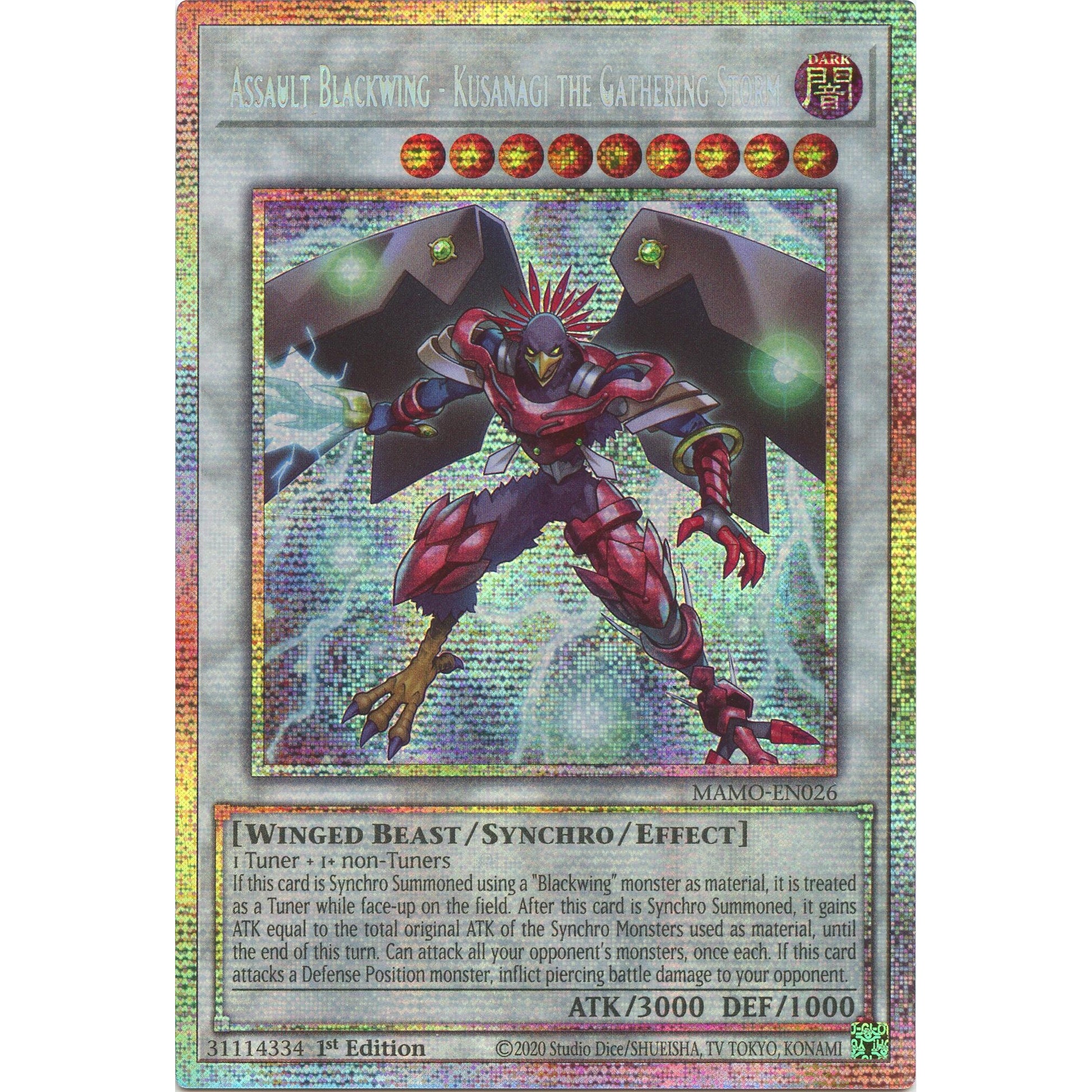 Image for Assault Blackwing - Kusanagi the Gathering Storm (Starlight Rare) (MAMO-EN026) (MAMO) - YuGiOh