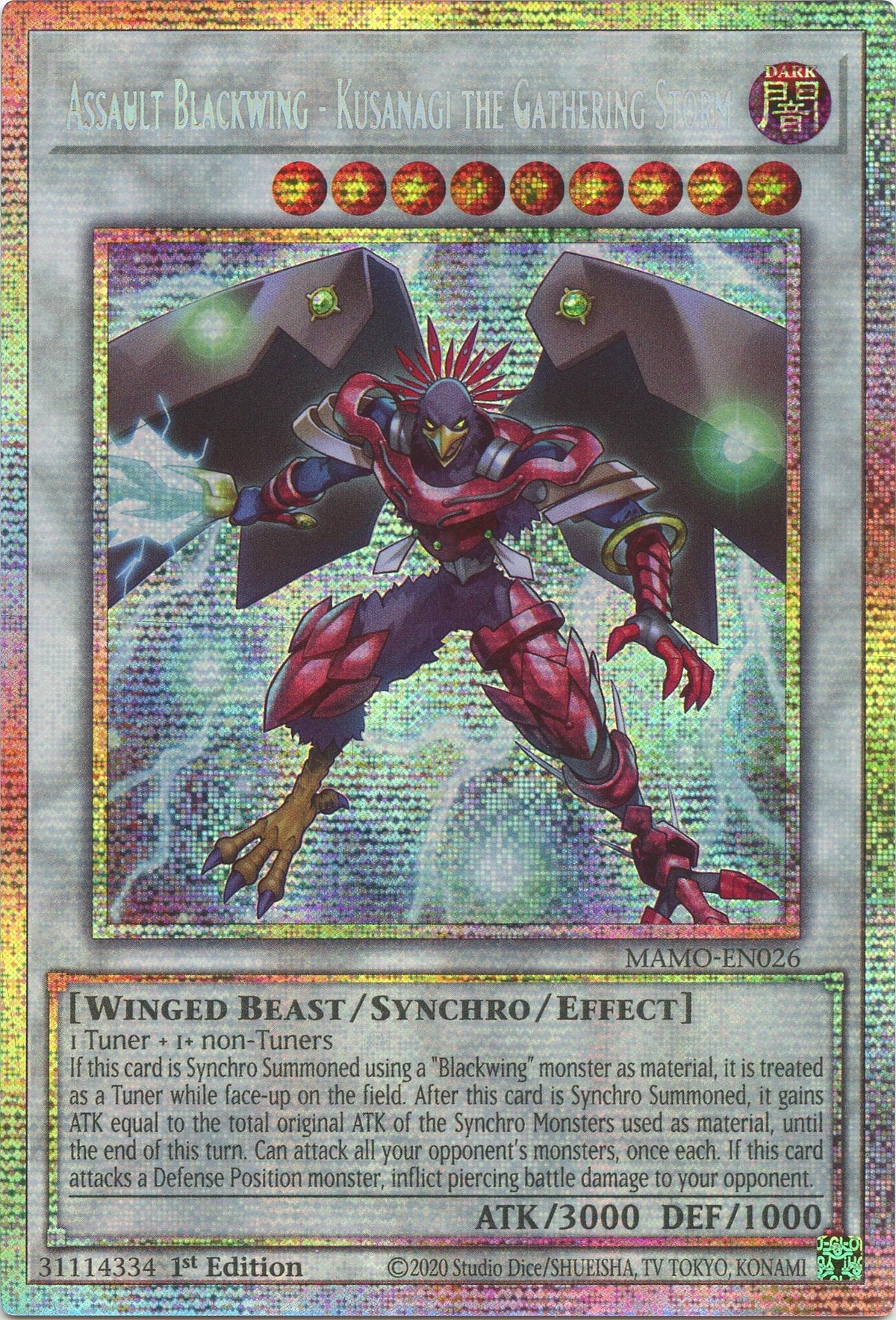 Image for Assault Blackwing - Kusanagi the Gathering Storm (Starlight Rare) (MAMO-EN026) (MAMO) - YuGiOh