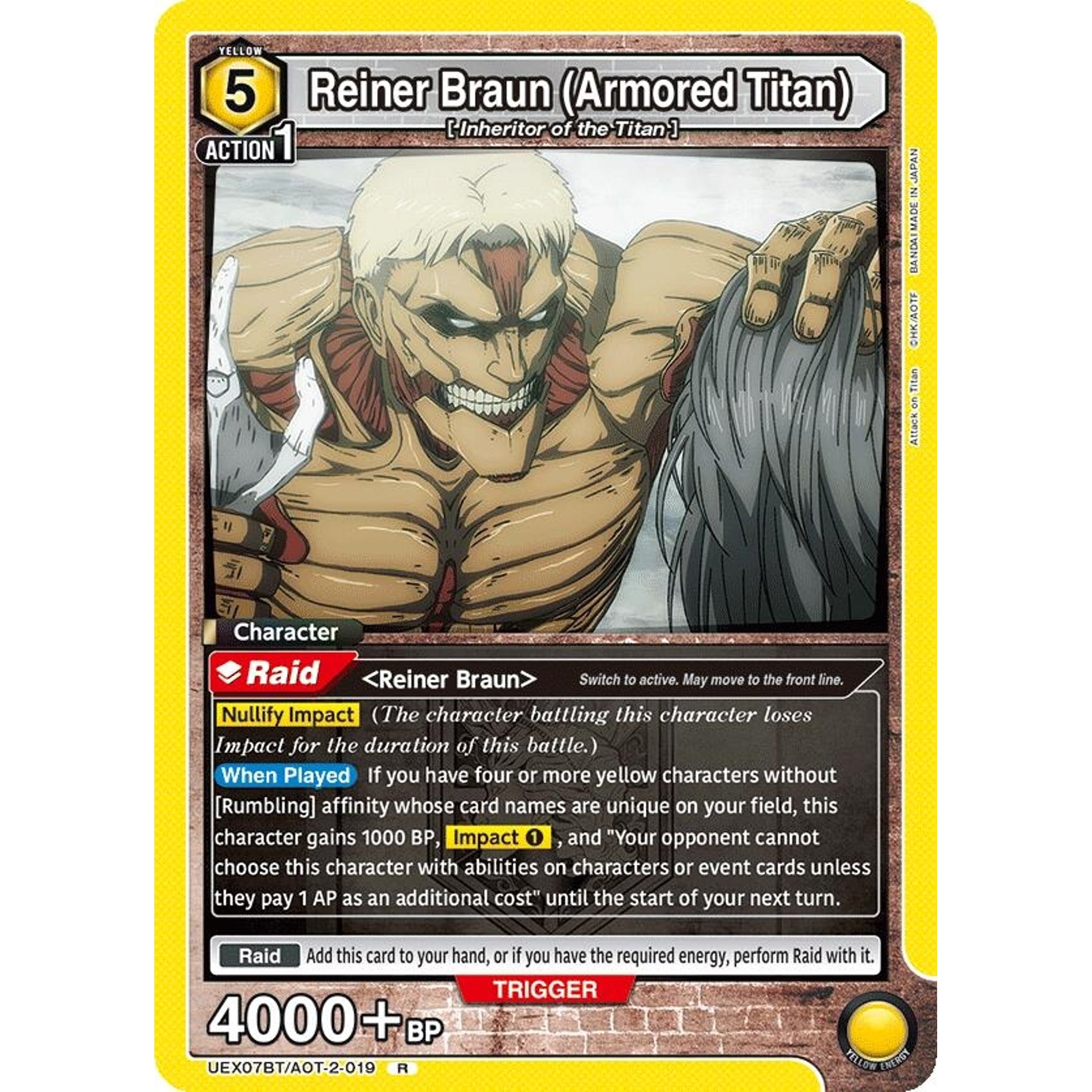 Image for Reiner Braun (Armored Titan) (019) (UEX07BT/AOT-2-019) (UEX07BT) - Union Arena