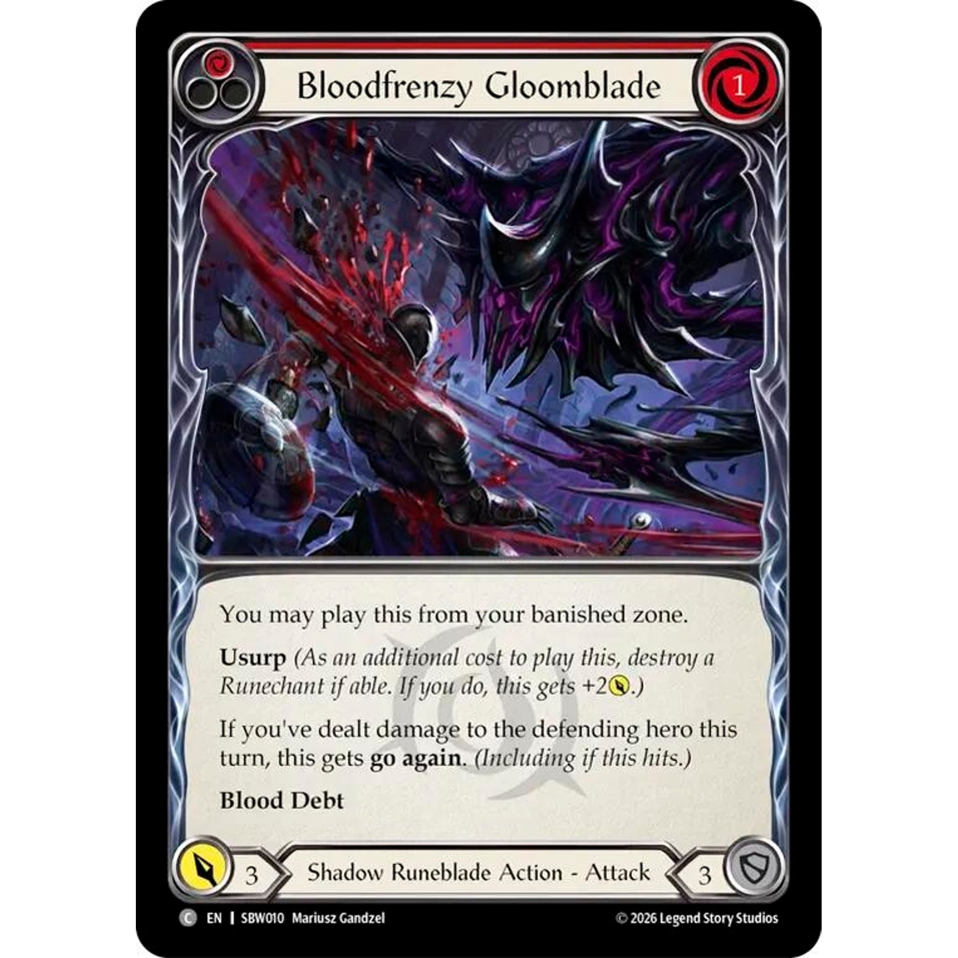 Image for Bloodfrenzy Gloomblade (Red) (SBW010) (SAT) - Flesh and Blood TCG