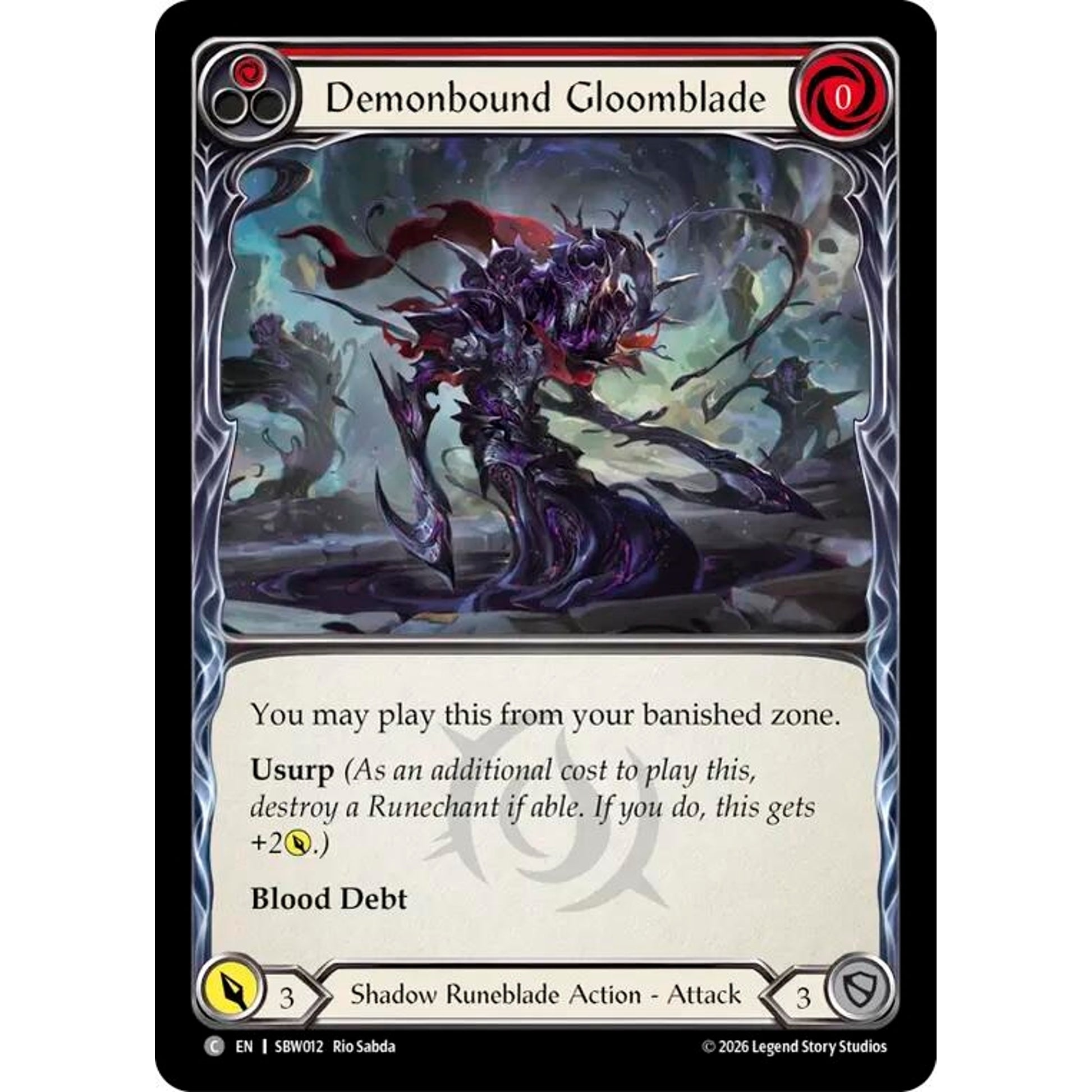 Image for Demonbound Gloomblade (Red) (SBW012) (SAT) - Flesh and Blood TCG