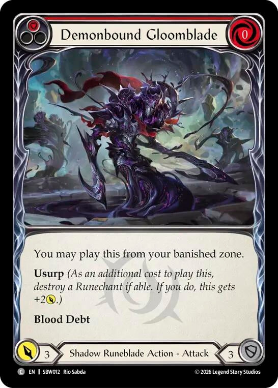 Image for Demonbound Gloomblade (Red) (SBW012) (SAT) - Flesh and Blood TCG