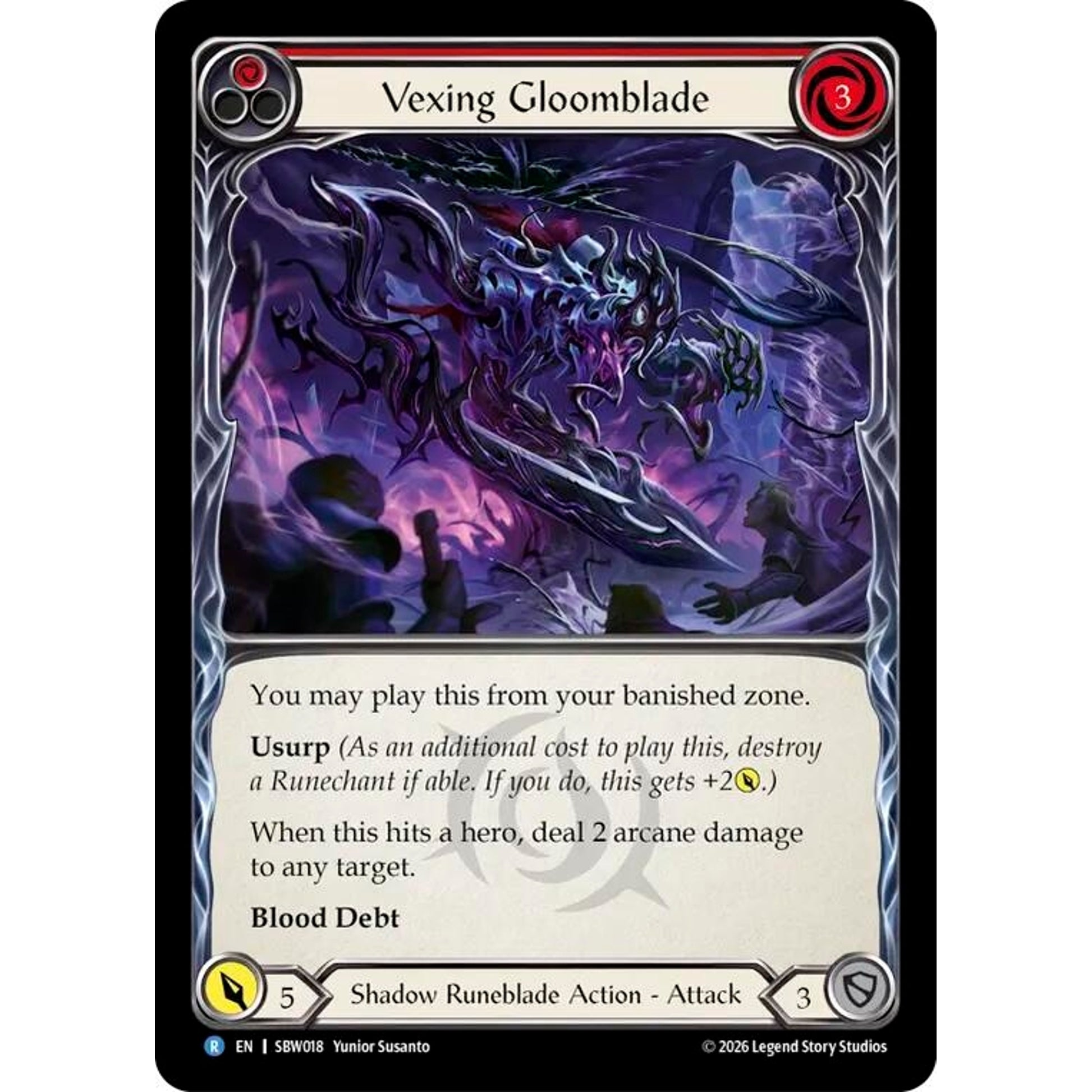 Image for Vexing Gloomblade (SBW018) (SAT) - Flesh and Blood TCG