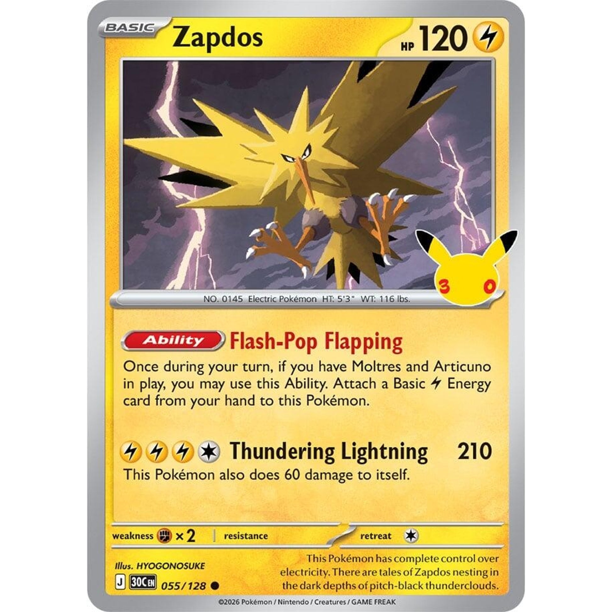 Image for Zapdos (055/128) (30C) - Pokemon
