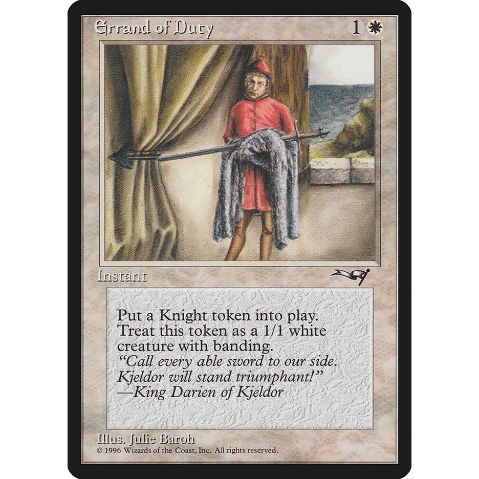 Image for Errand of Duty (Page Holding Sword) (128) (ALL) - Magic: The Gathering