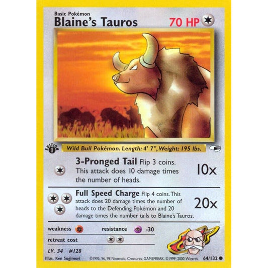 Image for Blaine's Tauros (064/132) (G1) - Pokemon