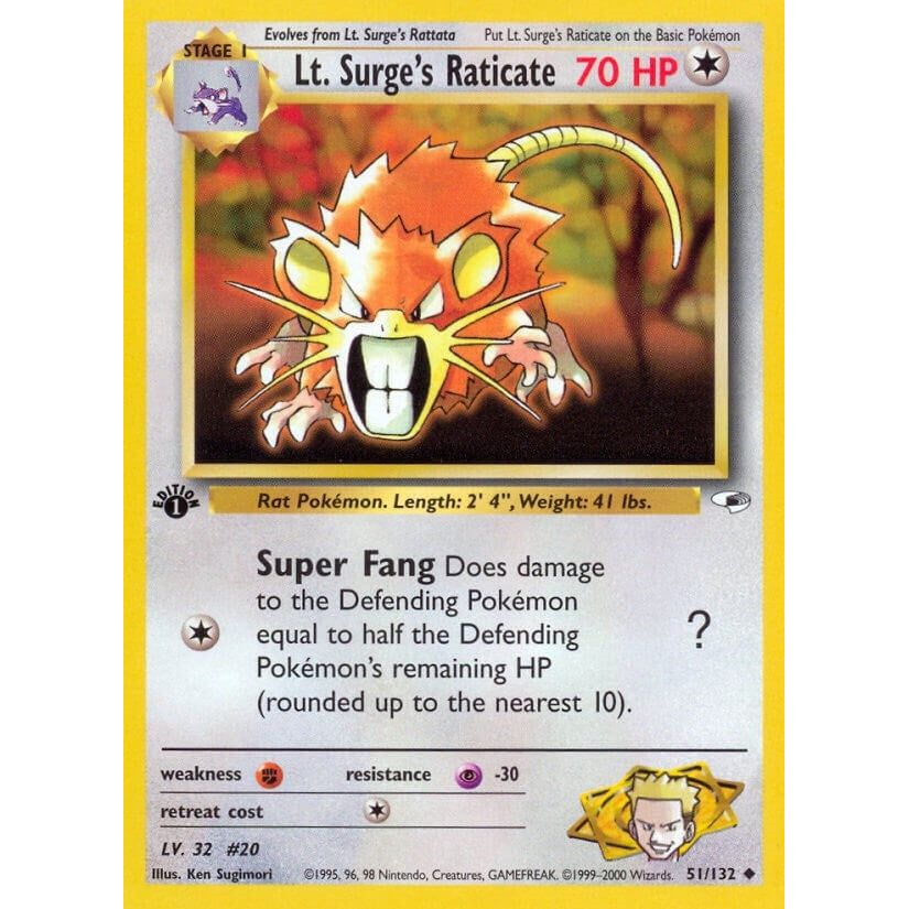 Image for Lt. Surge's Raticate (051/132) (G1) - Pokemon