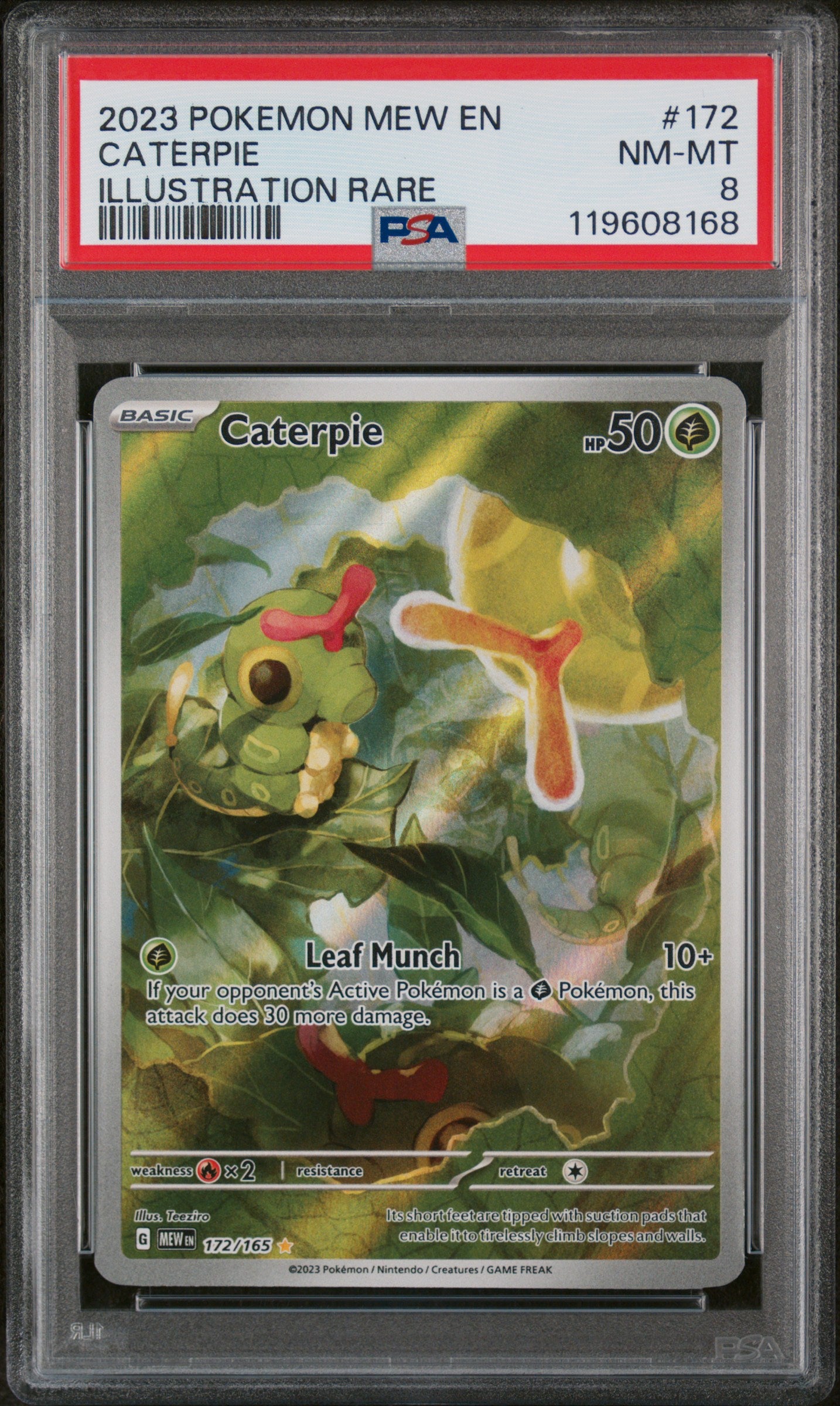 CATERPIE ILLUSTRATION RARE 2023 POKEMON MEW EN-151 PSA NM-MT 8