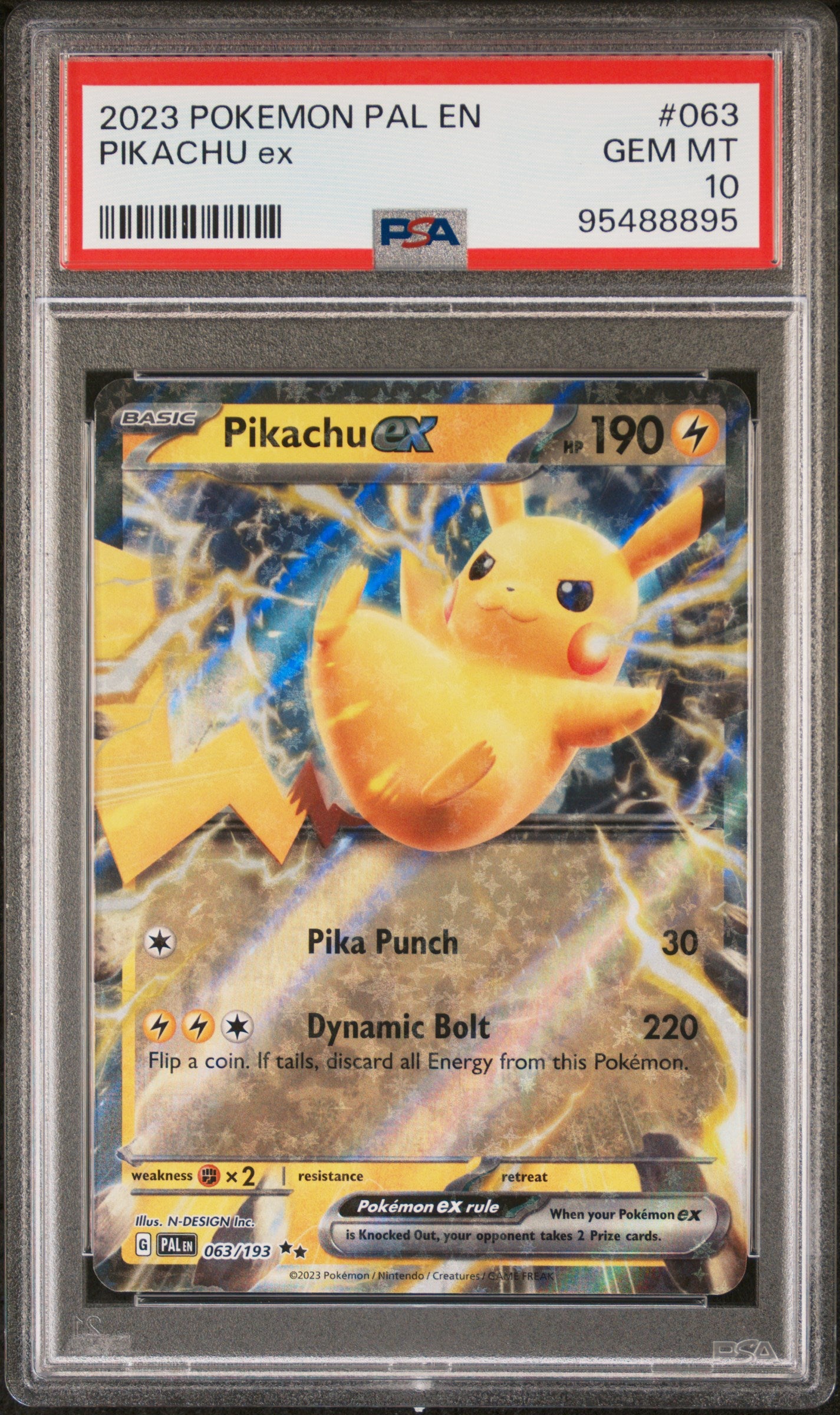 PIKACHU ex 2023 POKEMON PAL EN-PALDEA EVOLVED PSA GEM MT 10