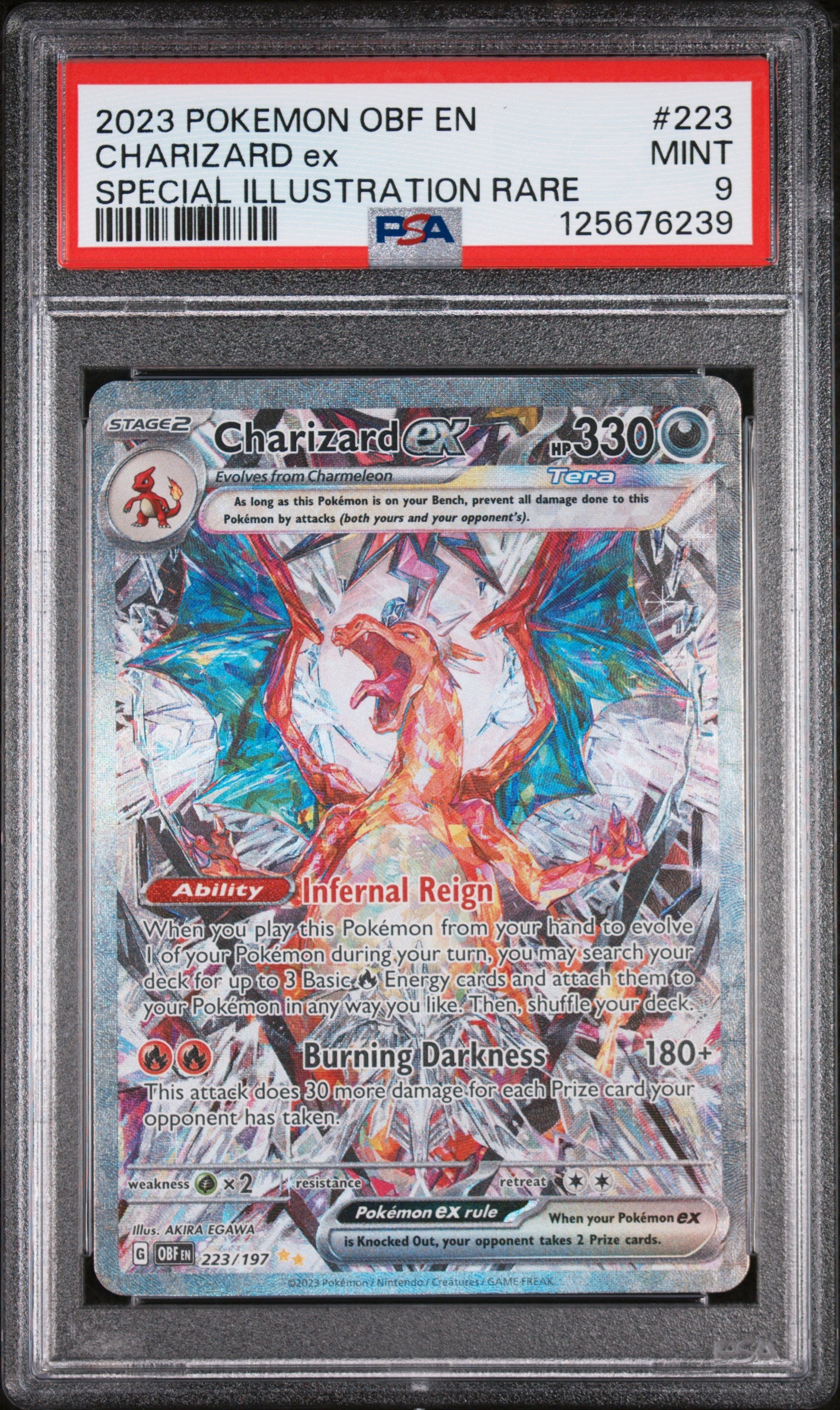 CHARIZARD ex SPECIAL ILLUSTRATION RARE 2023 POKEMON OBF EN-OBSIDIAN FLAMES PSA MINT 9