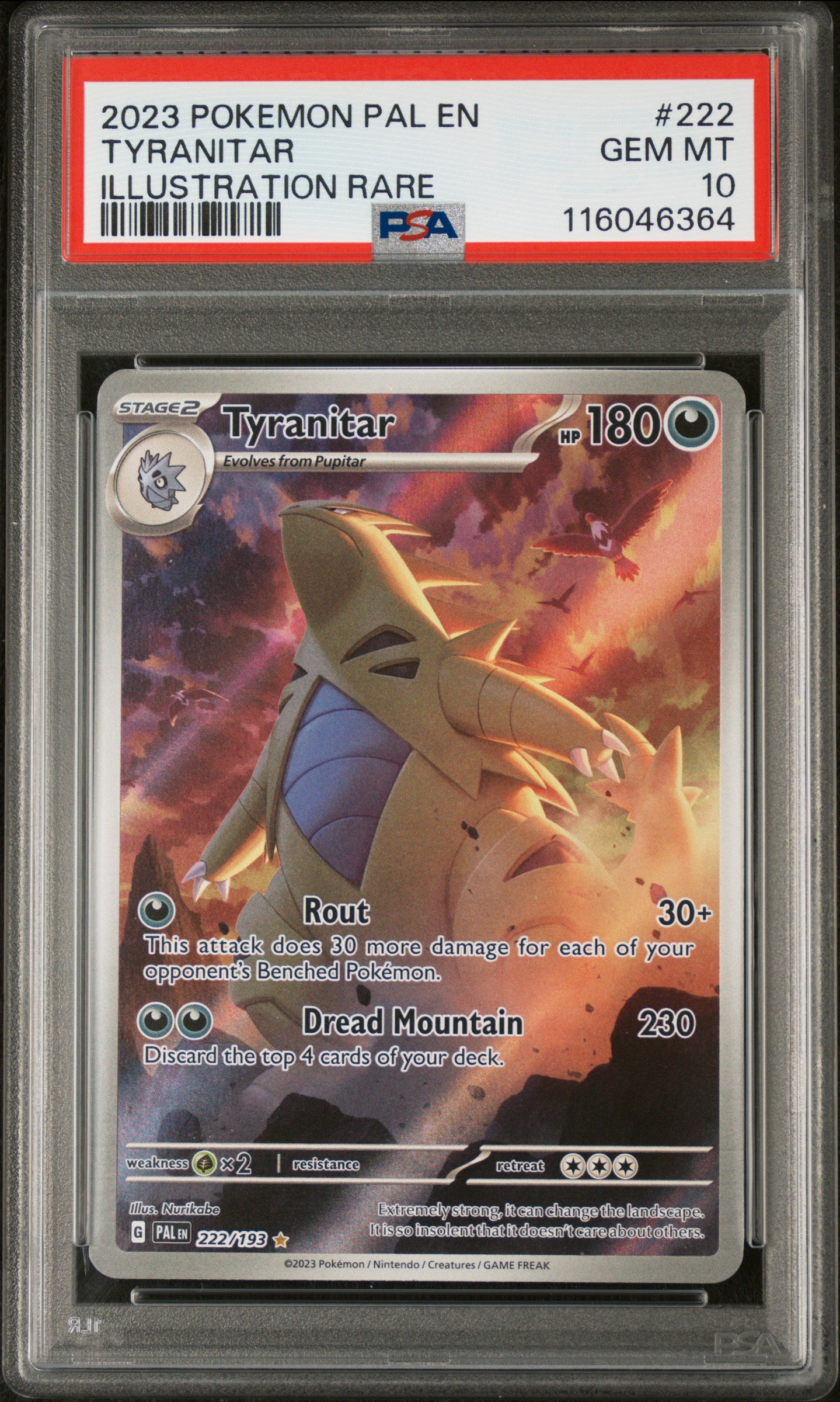 TYRANITAR ILLUSTRATION RARE 2023 POKEMON PAL EN-PALDEA EVOLVED PSA GEM MT 10