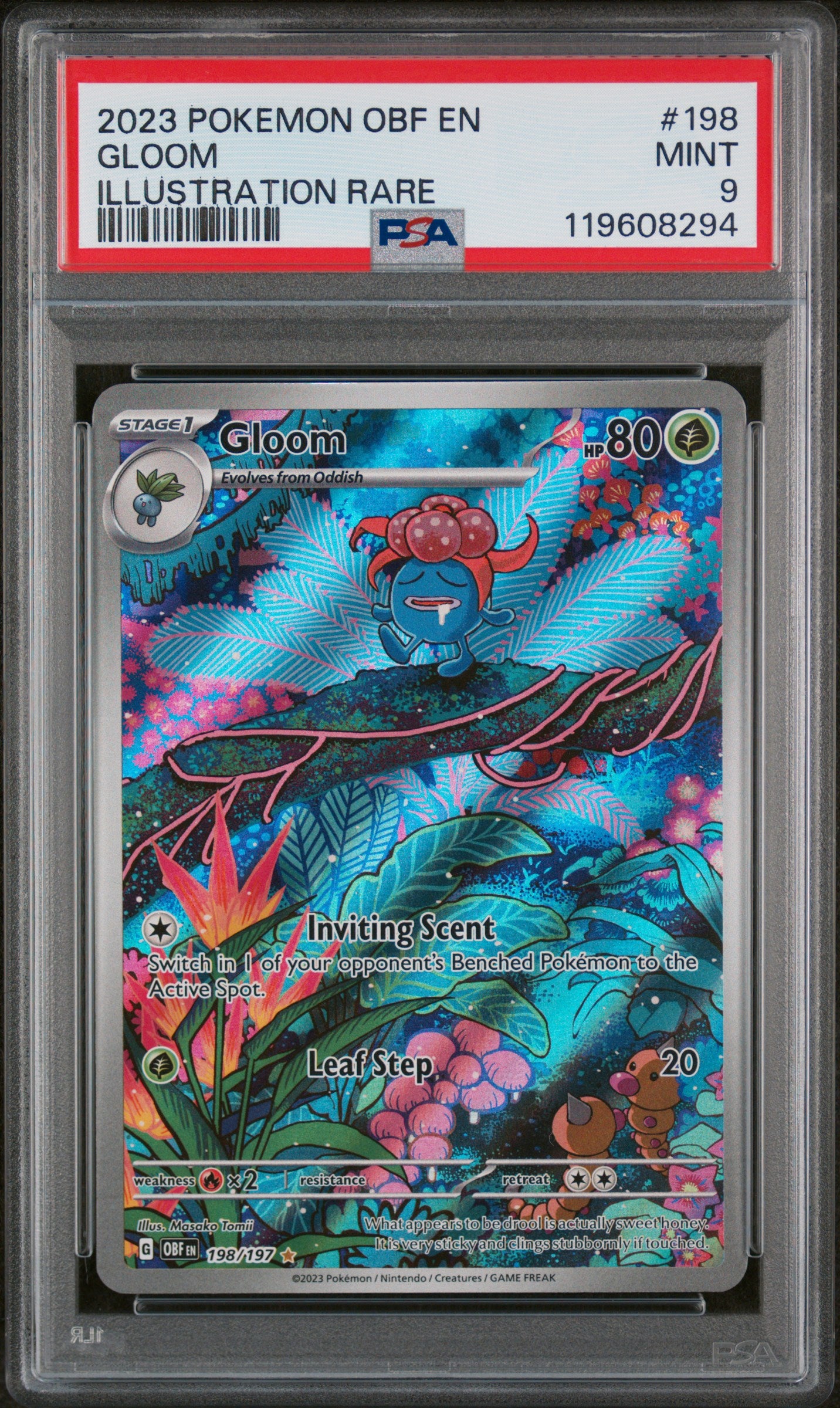 GLOOM ILLUSTRATION RARE 2023 POKEMON OBF EN-OBSIDIAN FLAMES PSA MINT 9