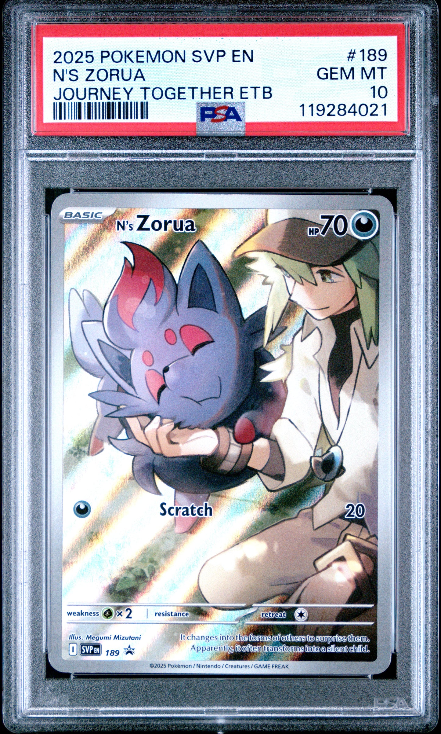 N'S ZORUA JOURNEY TOGETHER ETB 2025 POKEMON SVP EN-SV BLACK STAR PROMO PSA GEM MT 10