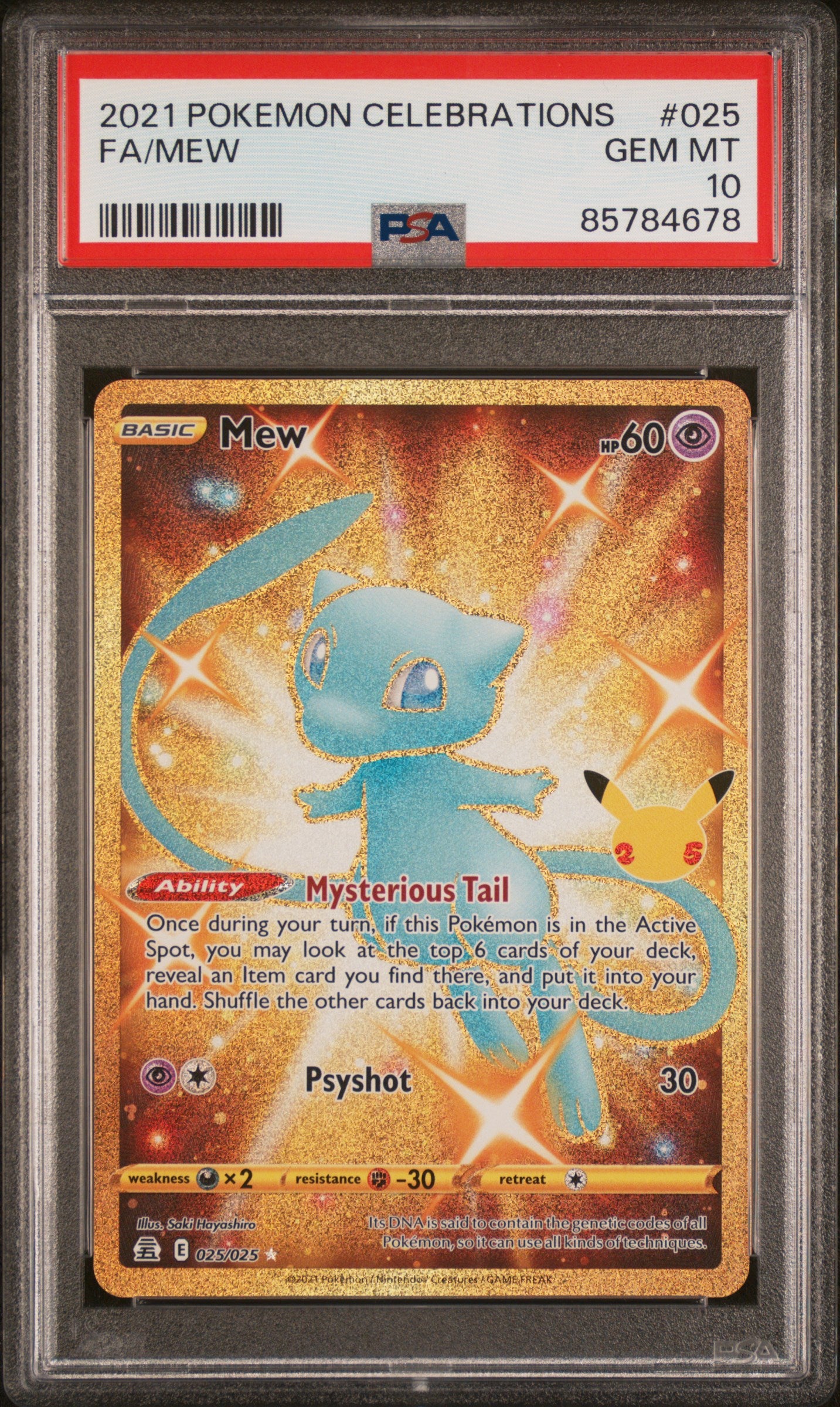 FA/MEW 2021 POKEMON CELEBRATIONS PSA GEM MT 10