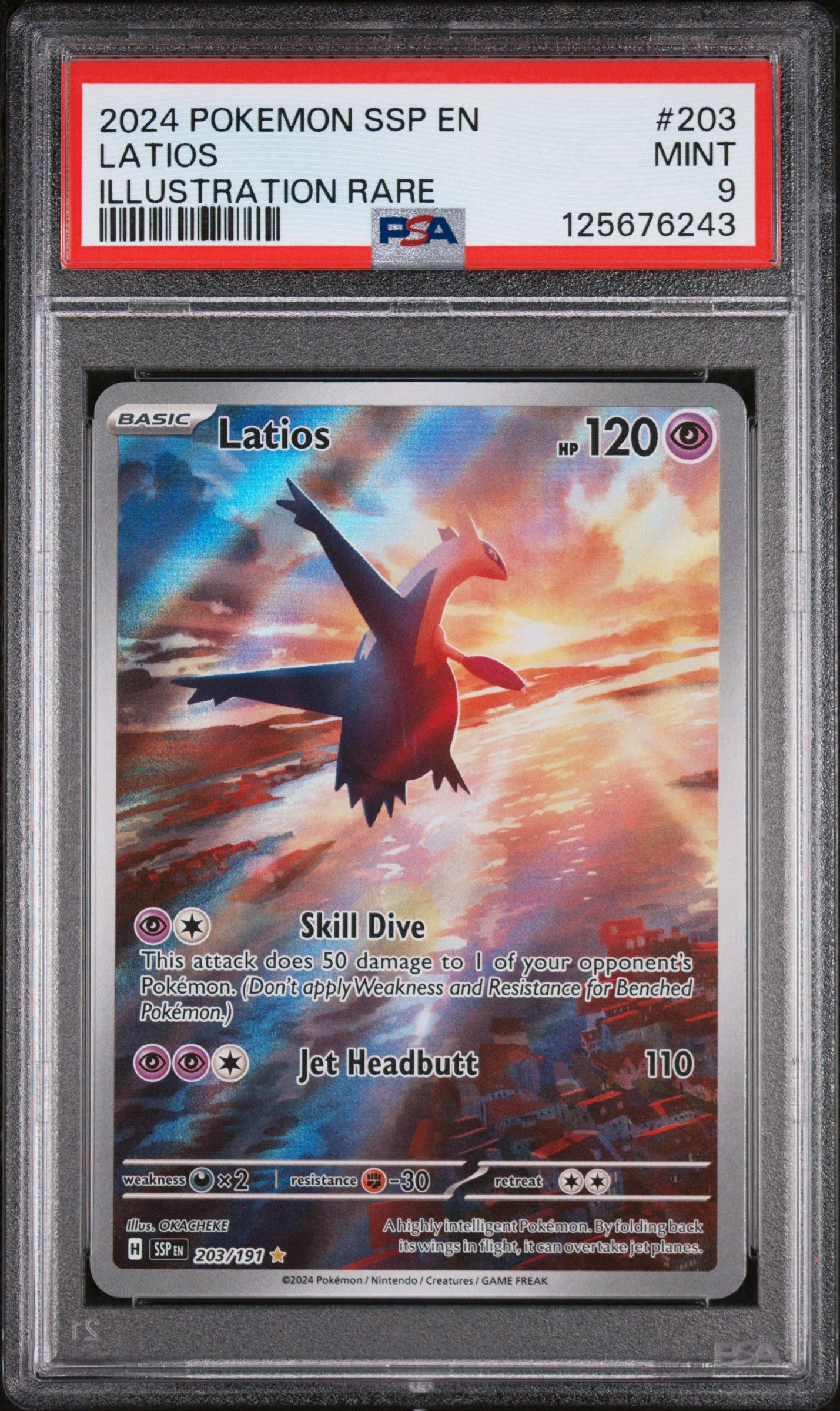 LATIOS ILLUSTRATION RARE 2024 POKEMON SSP EN-SURGING SPARKS PSA MINT 9
